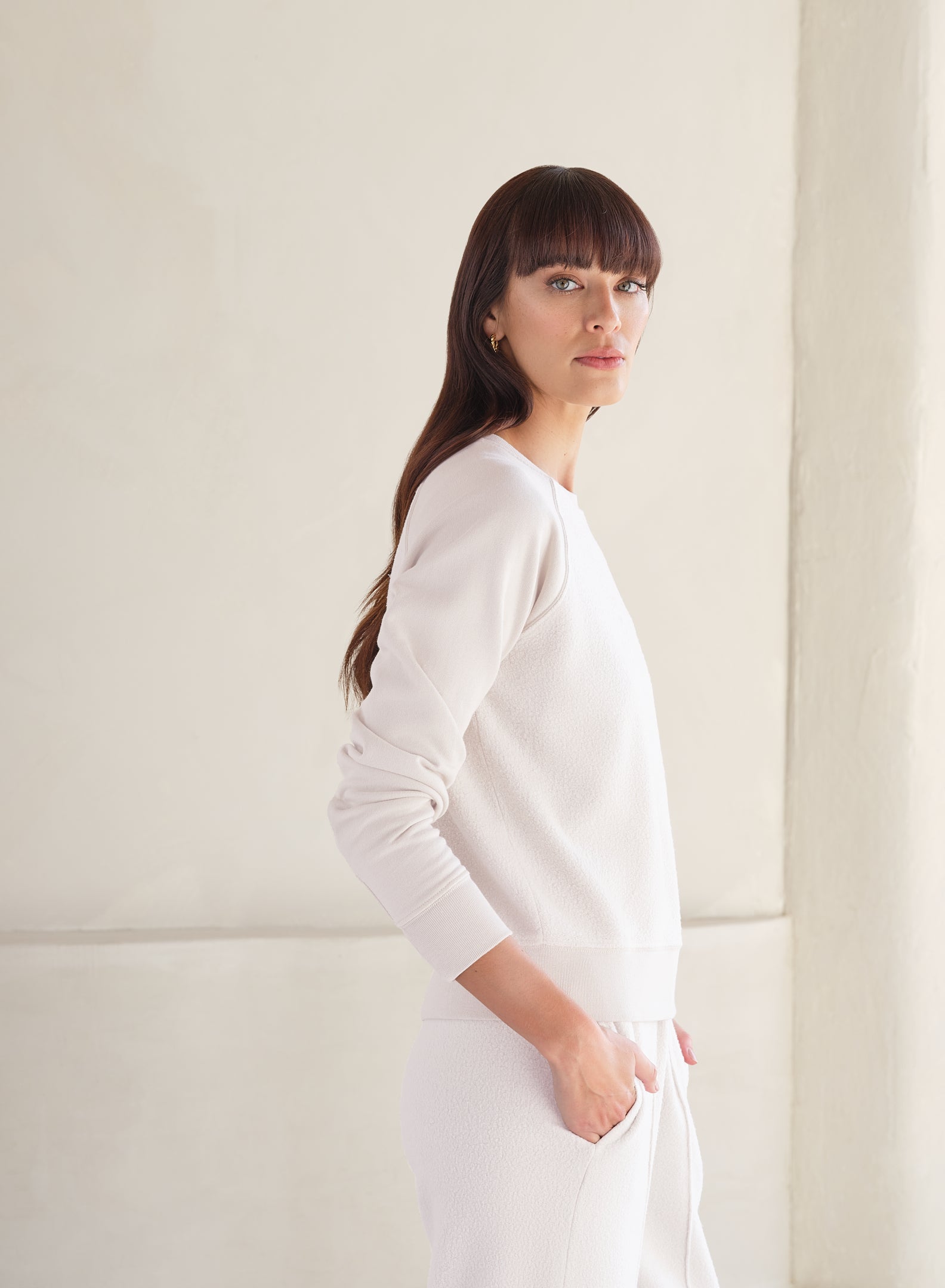 MiniLux Brushed Raglan Crew | Creme