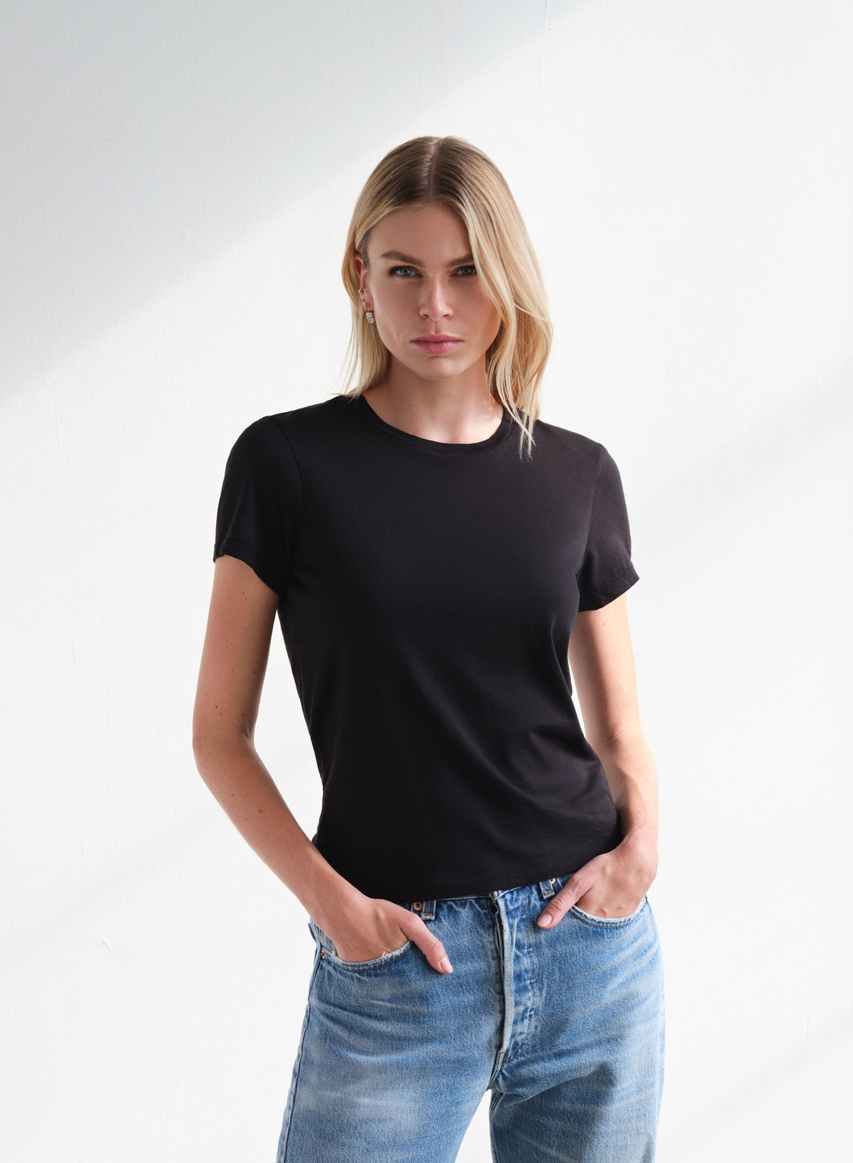MiniJersey Crew Neck Tee | Black