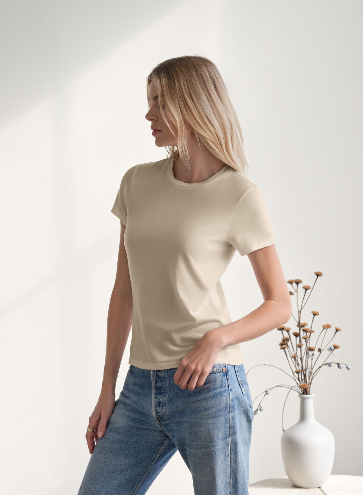 MiniJersey Crew Neck Tee | Almond