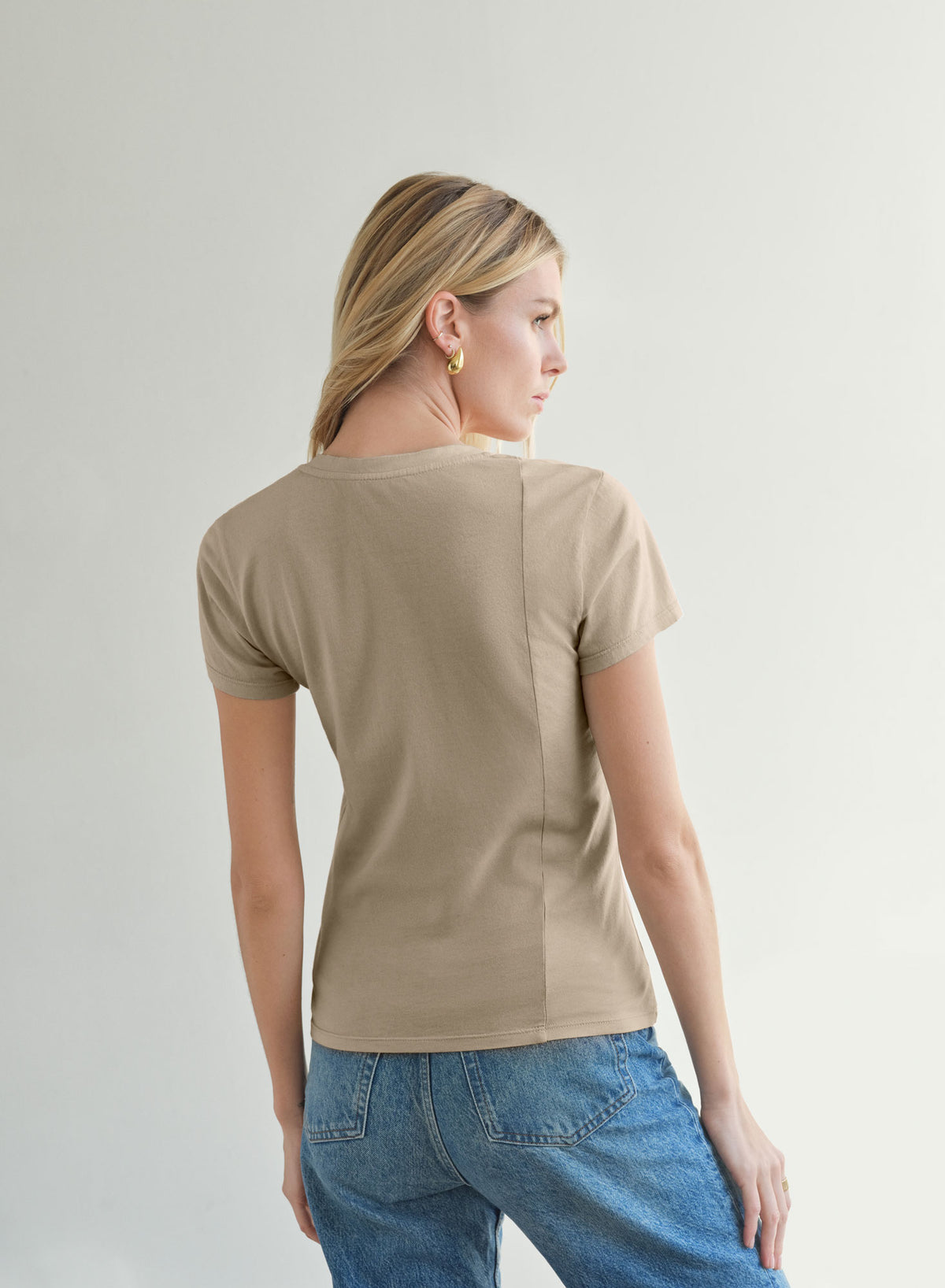 MiniJersey V-Neck Tee | Almond