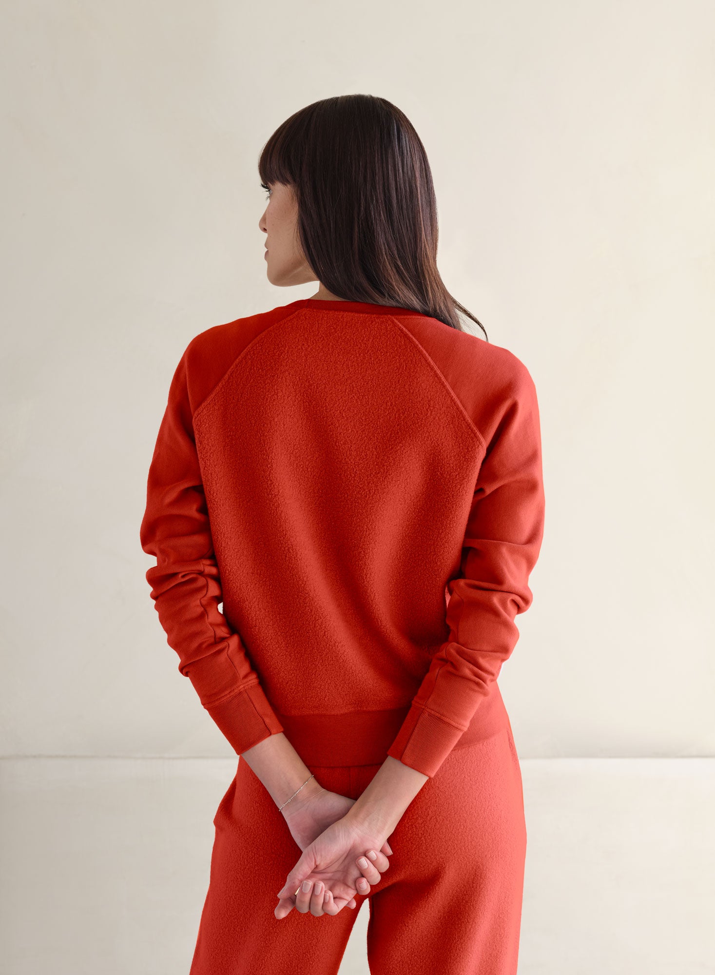 MiniLux Brushed Raglan Crew | Pimiento