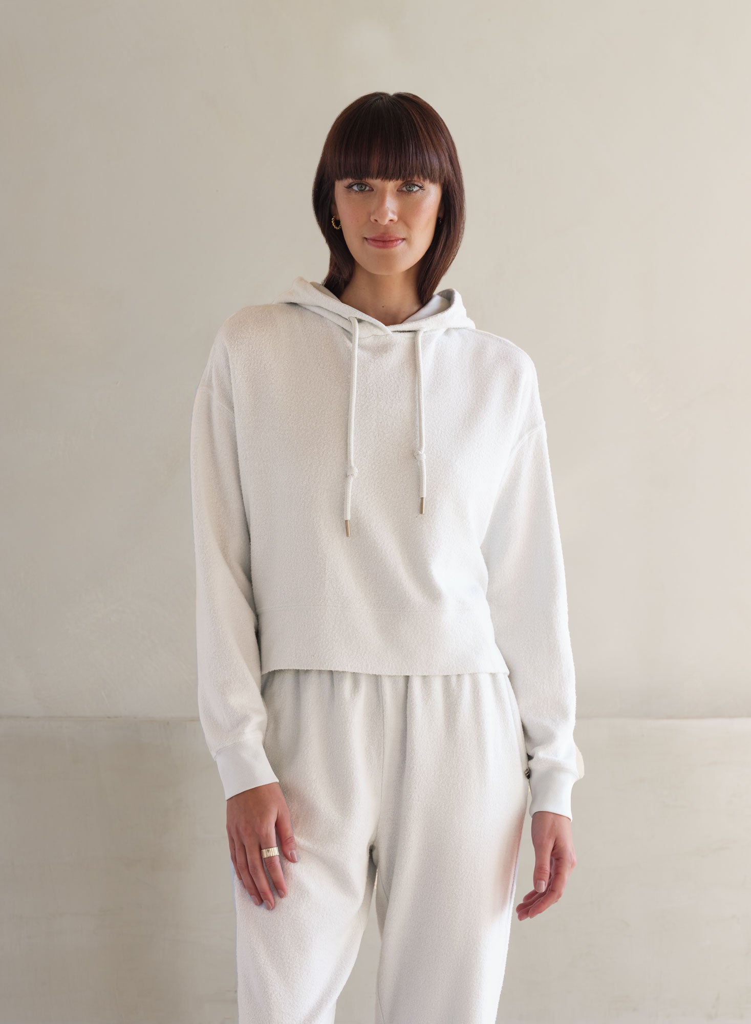 MiniLux Brushed Crop Hoodie | Creme | Myles Price