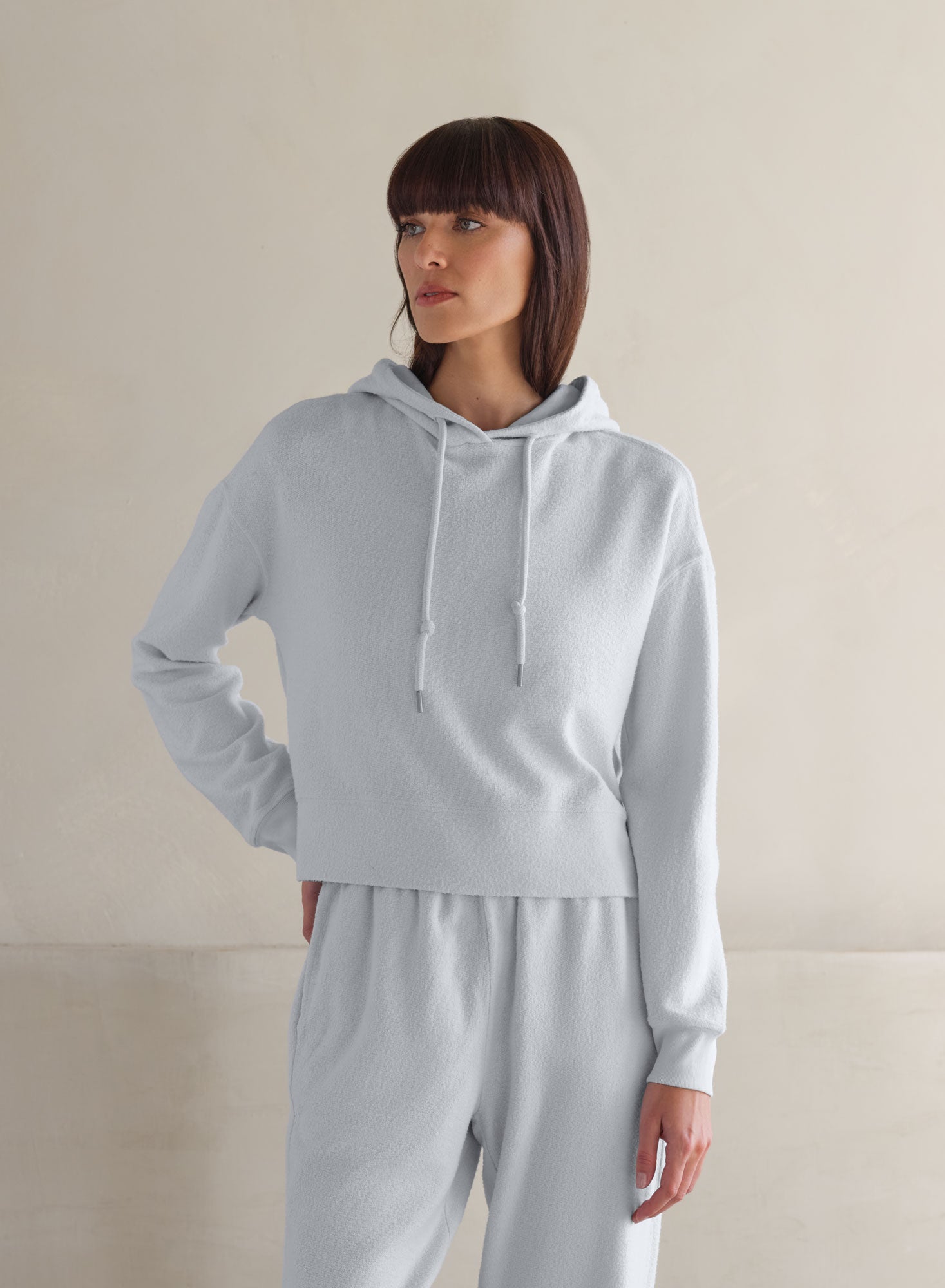 MiniLux Brushed Crop Hoodie | Pearl Fog