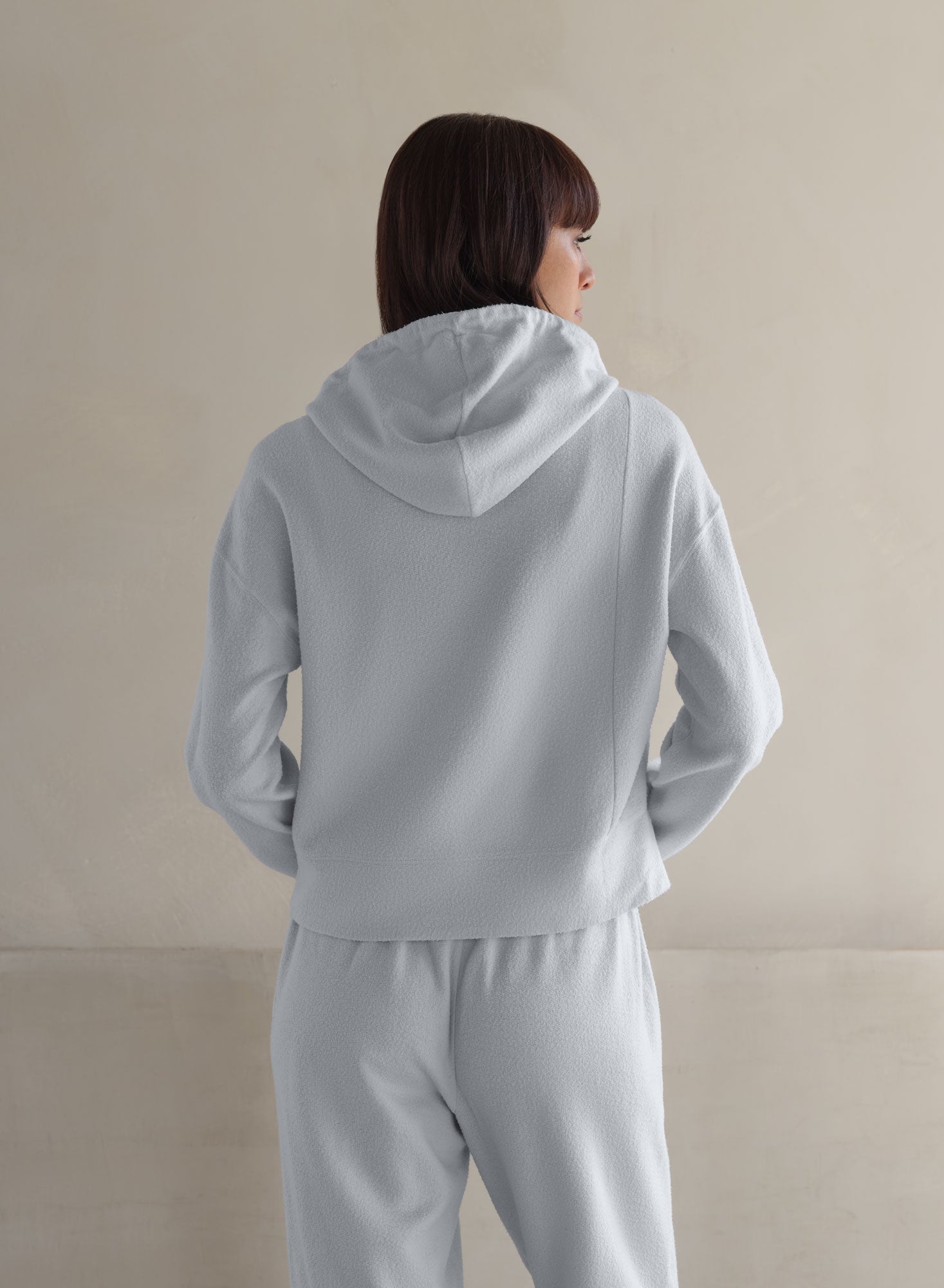 MiniLux Brushed Crop Hoodie | Pearl Fog