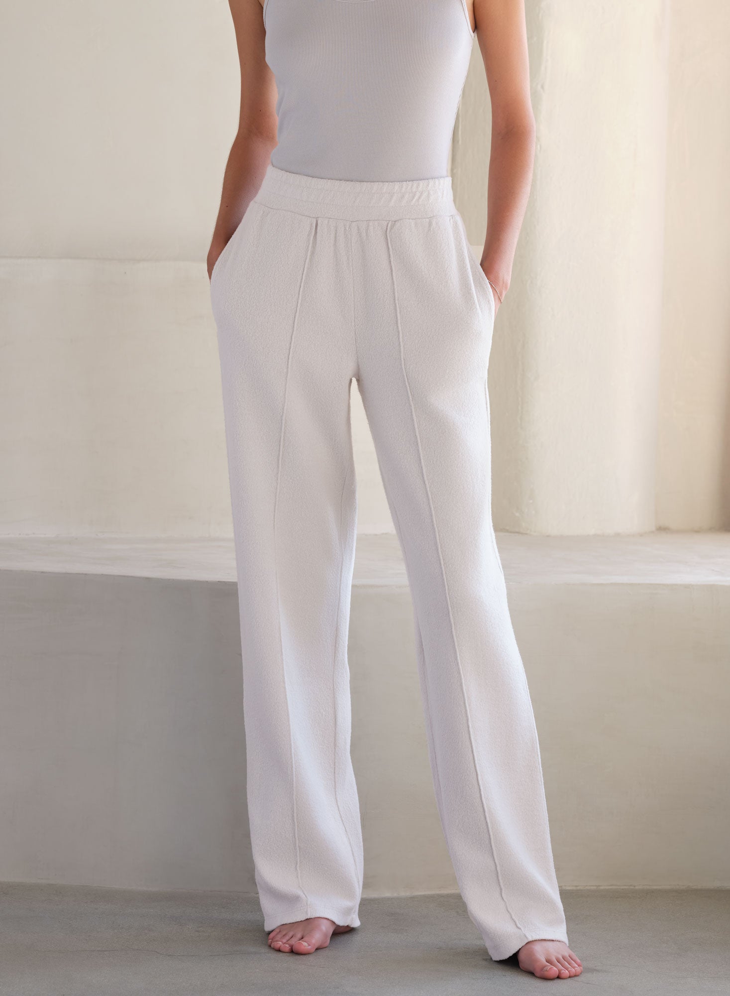 MiniLux Brushed Pintuck Pant | Creme