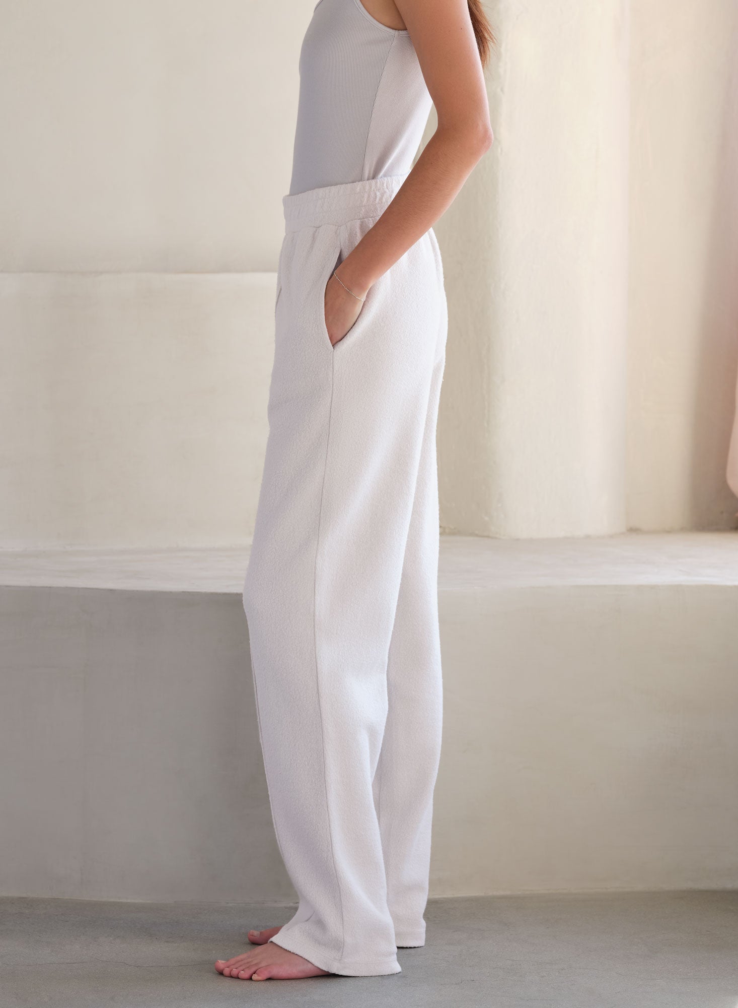 MiniLux Brushed Pintuck Pant | Creme