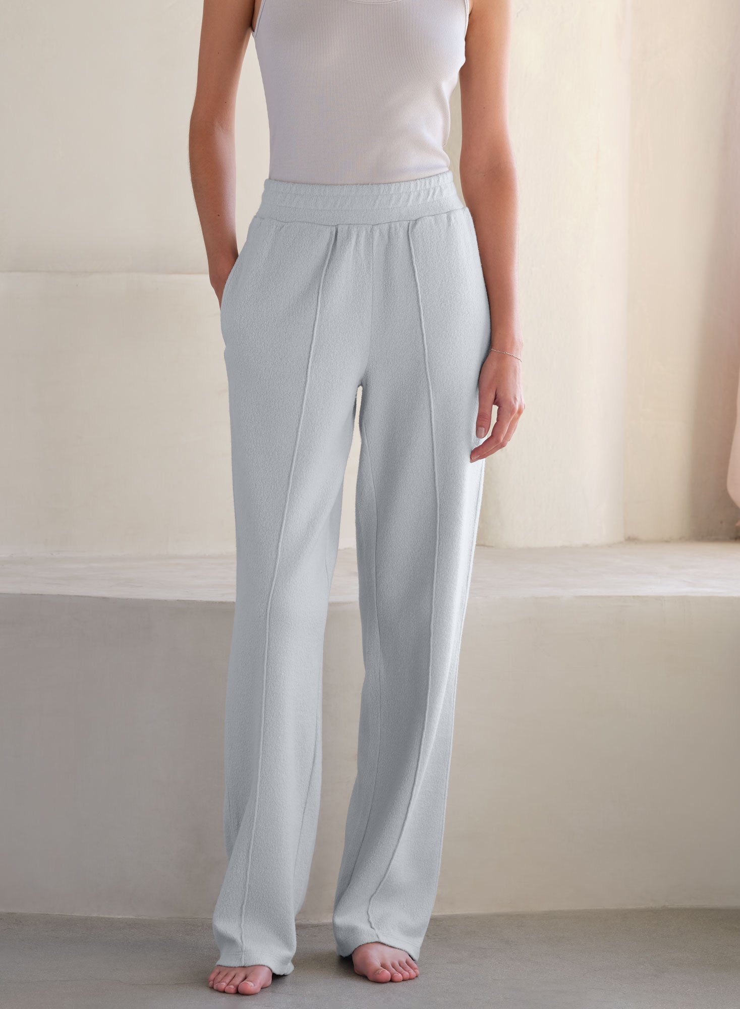 MiniLux Brushed Pintuck Pant | Pearl Fog
