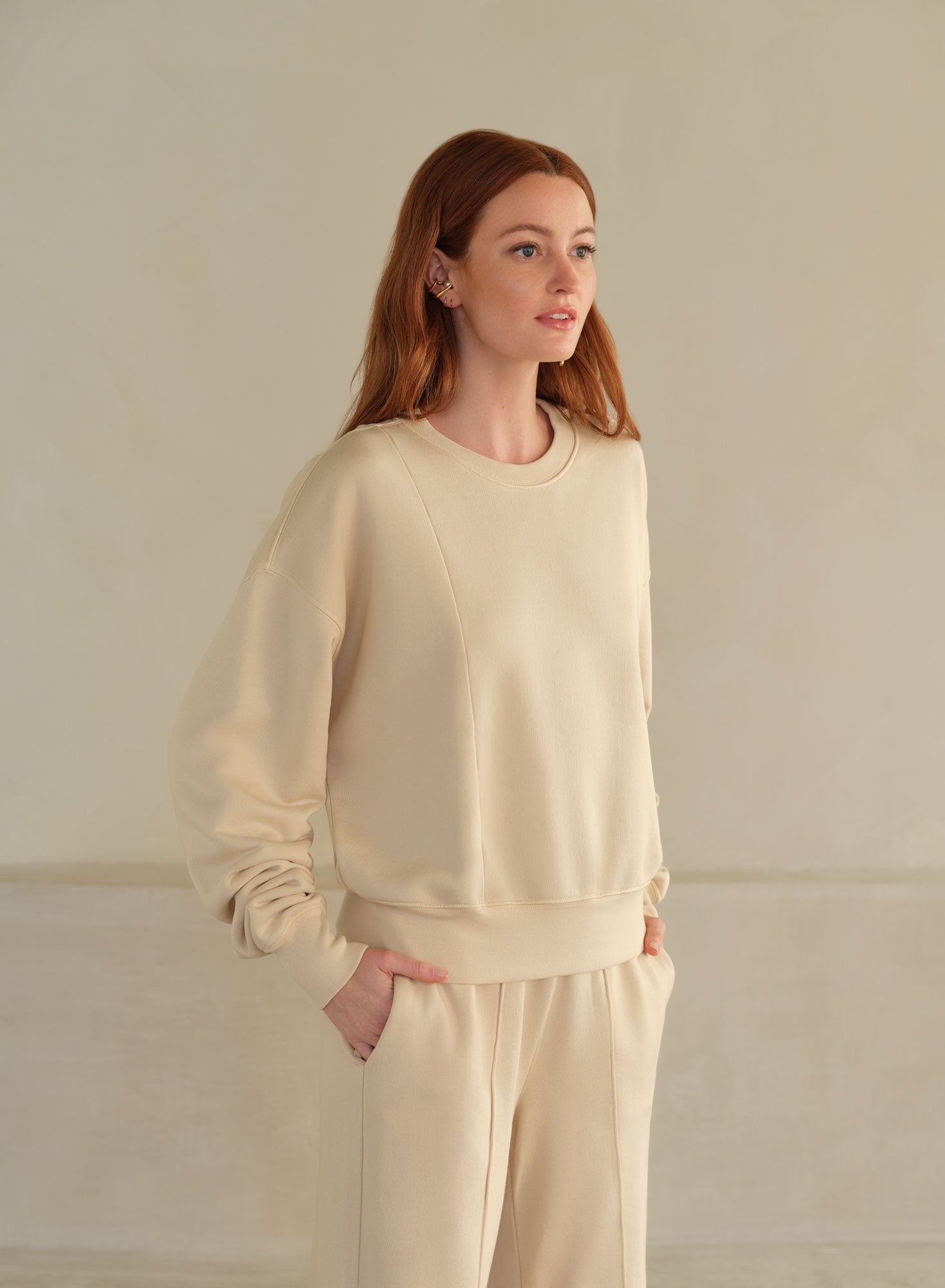 Belle Terry Crew (Limited) | Almond