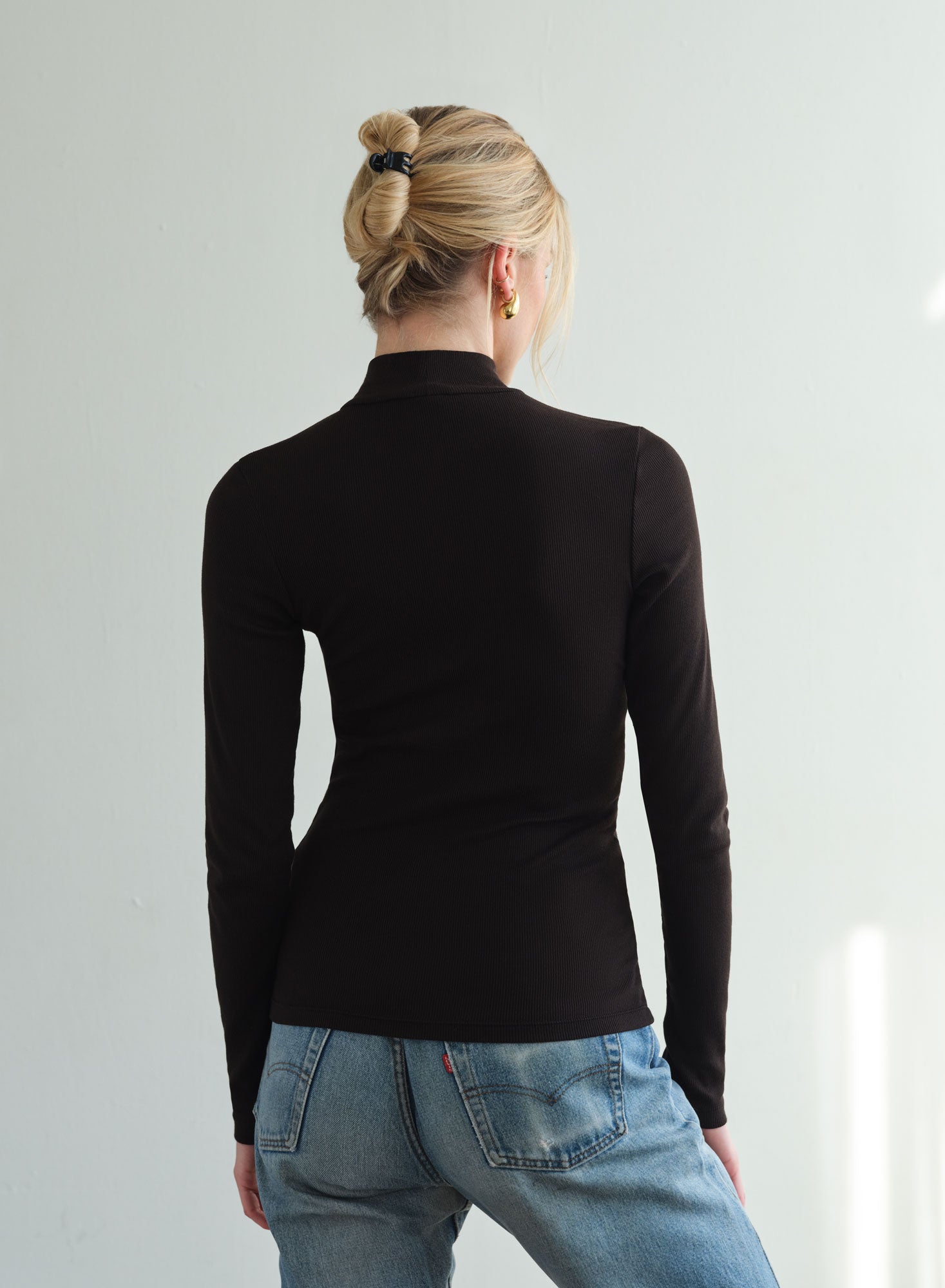 MiniRib Mockneck Tee | Black