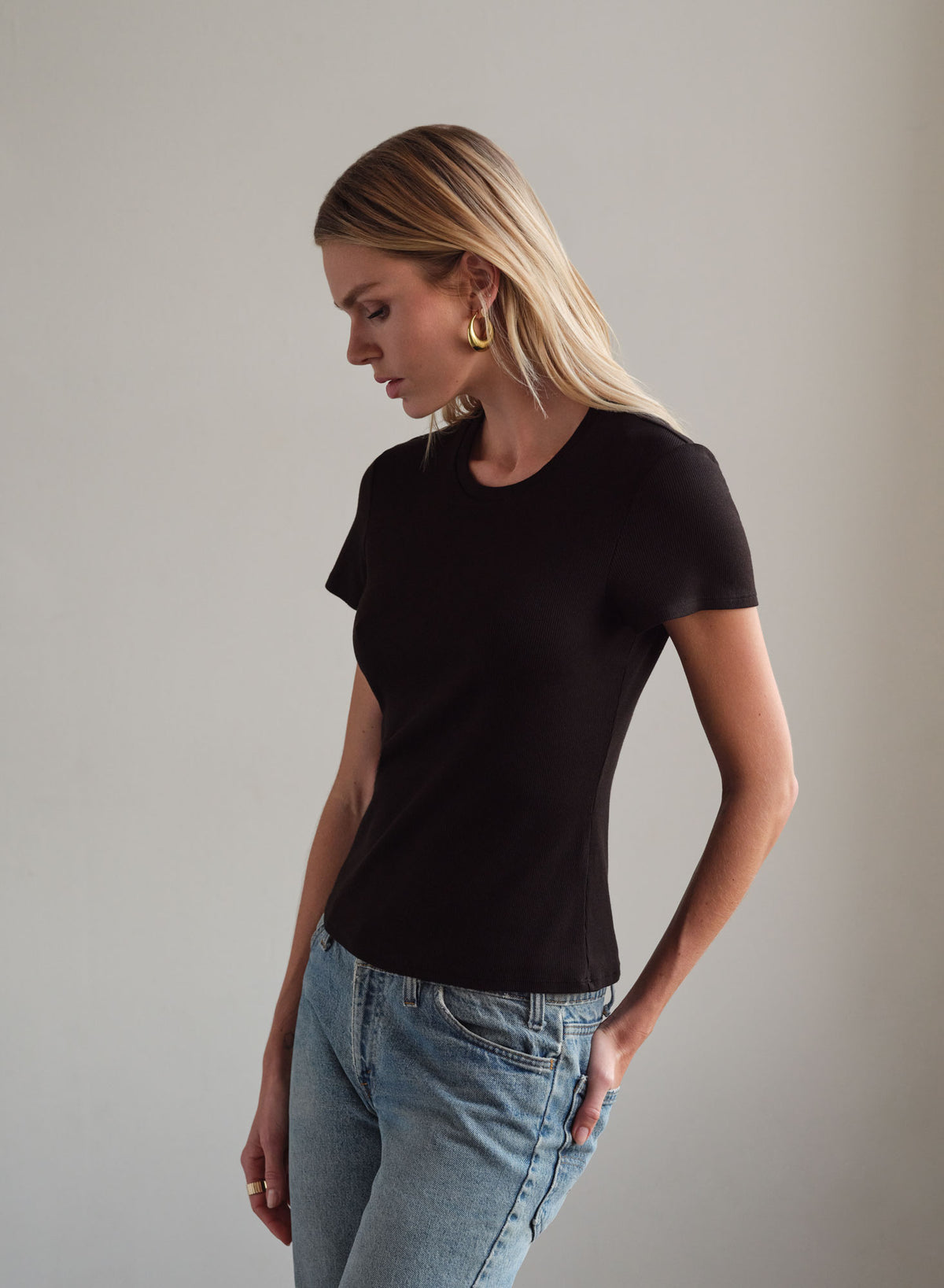 MiniRib Cap Sleeve Tee | Black