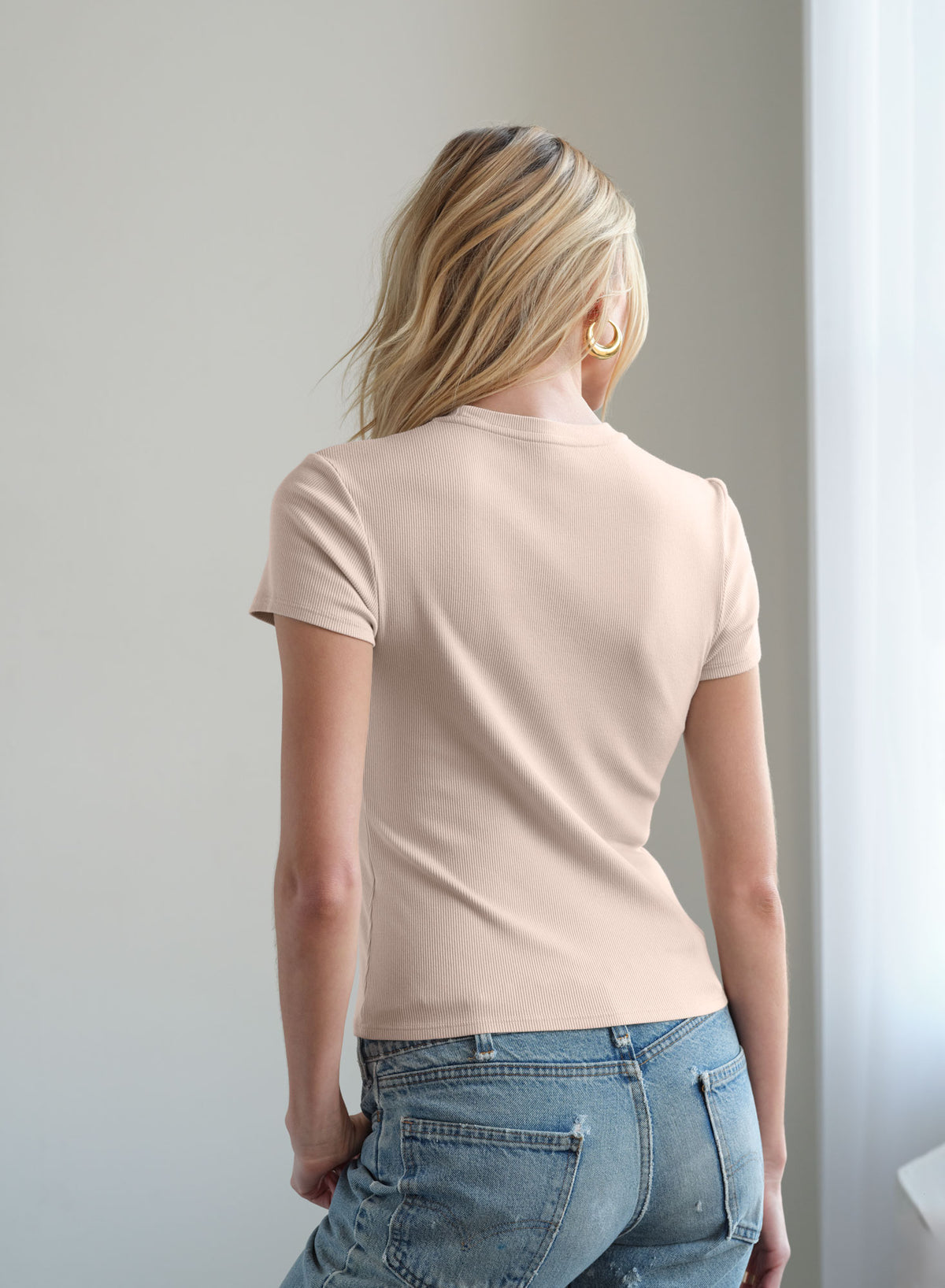 MiniRib Cap Sleeve Tee | Rosewater