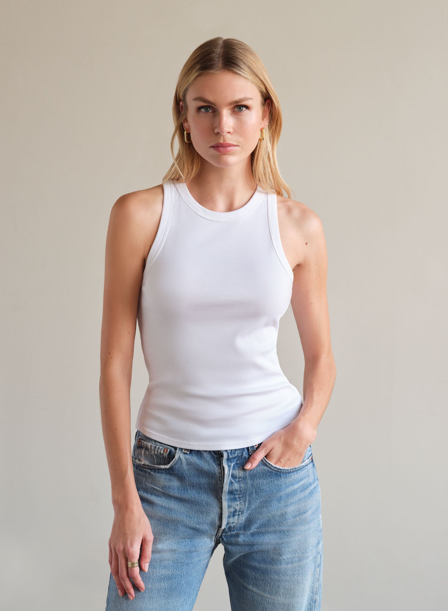 MiniRib Racer Tank | White