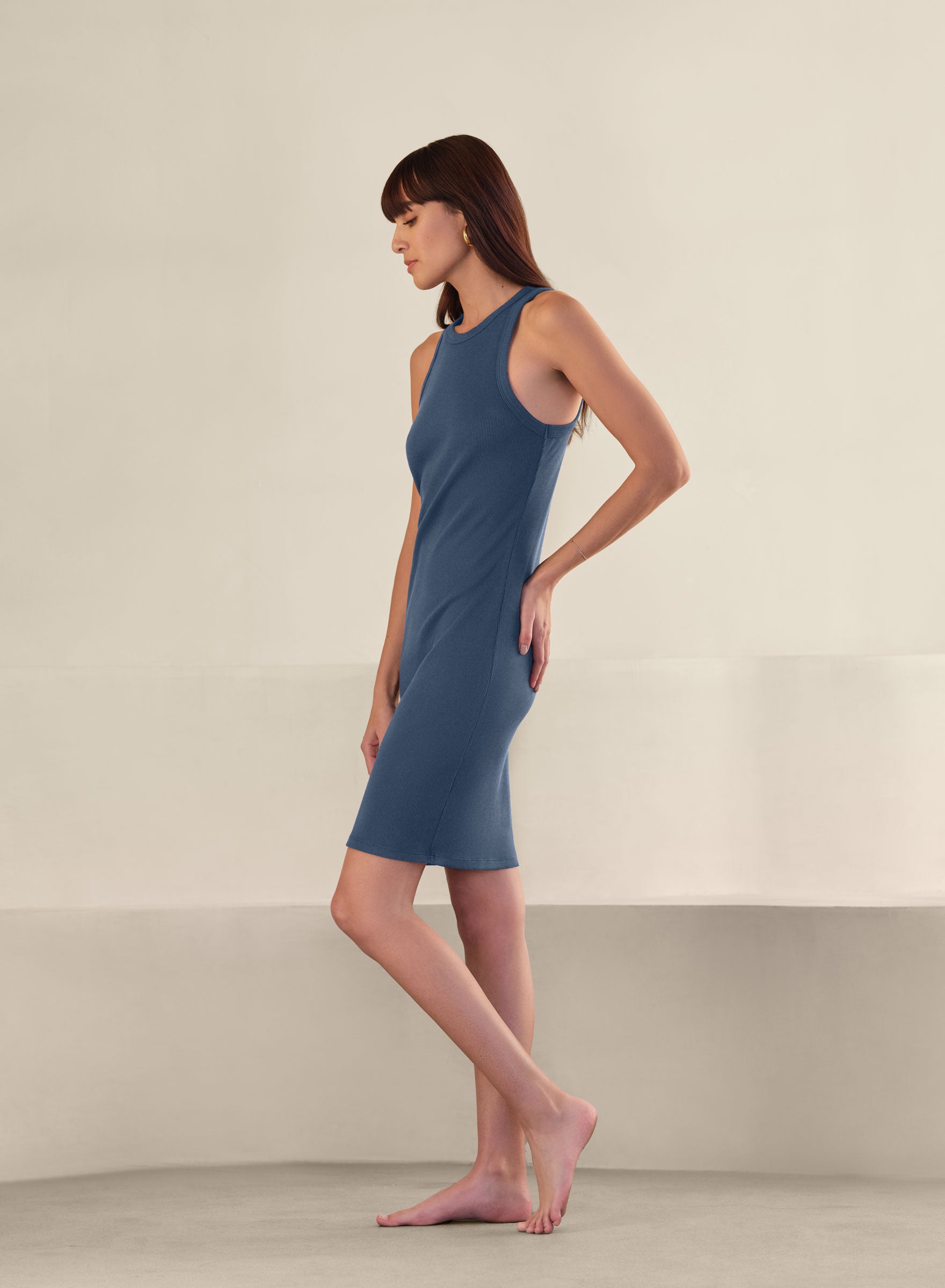 LuxRib Racer Tank Dress | Lapis Sky