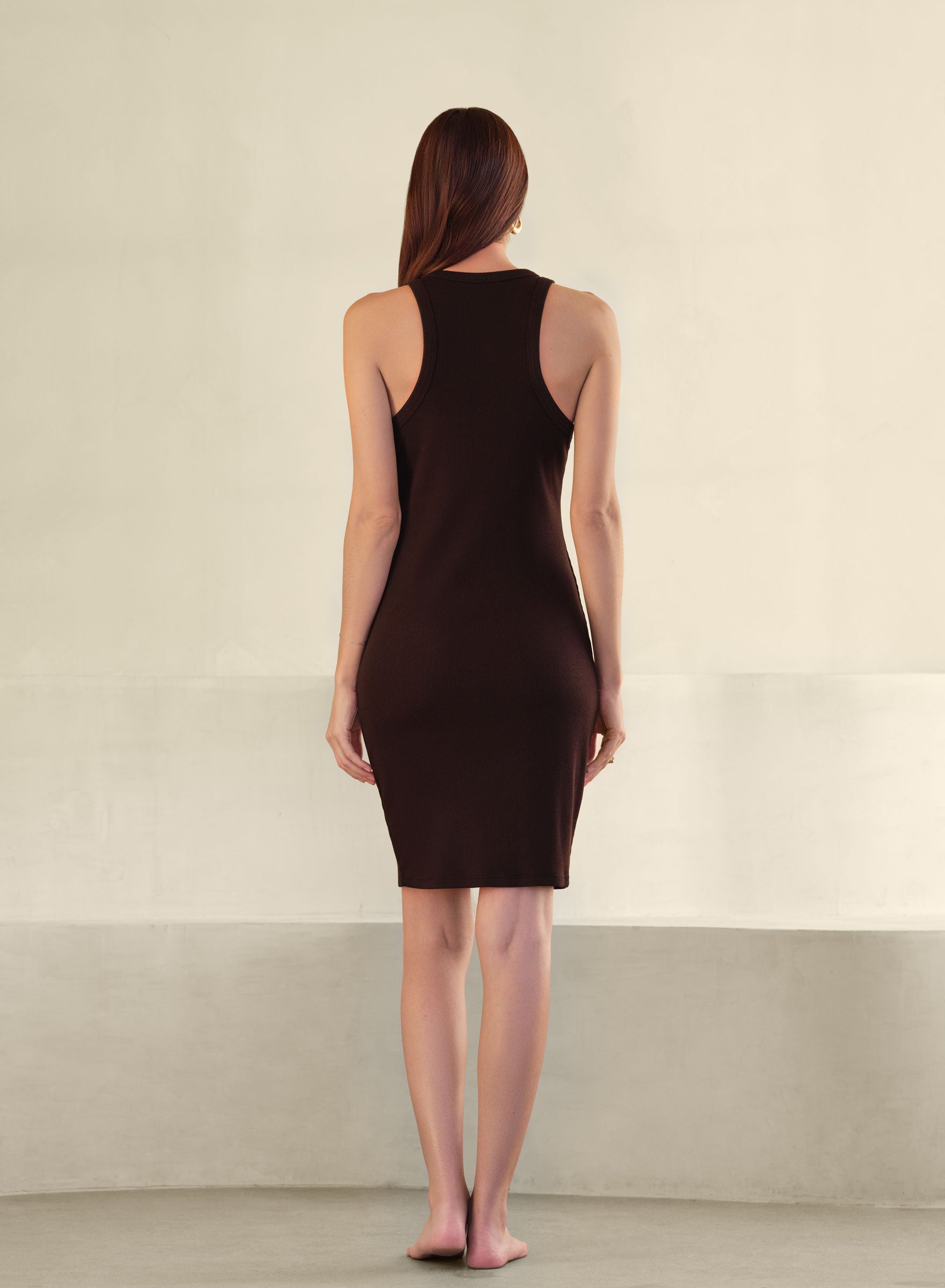 LuxRib Racer Tank Dress | Black