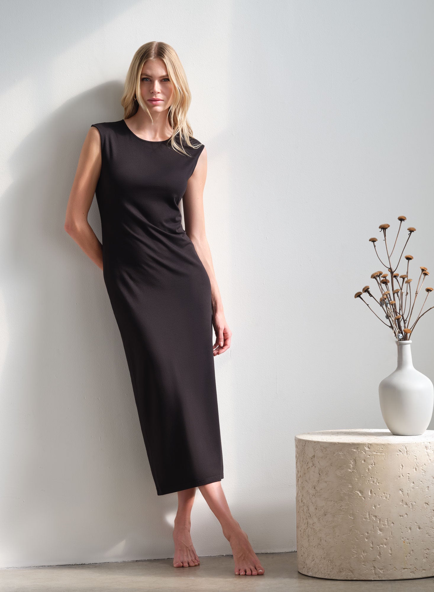 LuxJersey Easy Slim Dress | Black