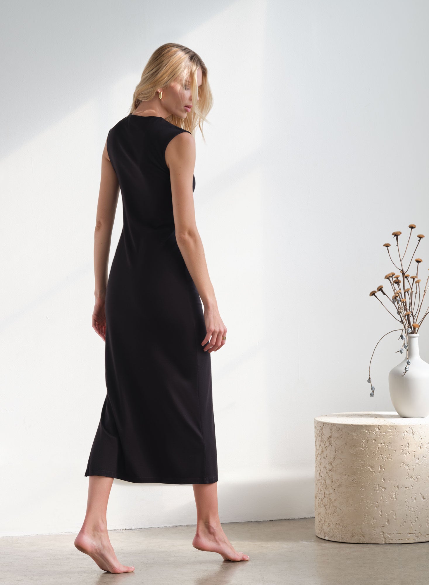 LuxJersey Easy Slim Dress | Black