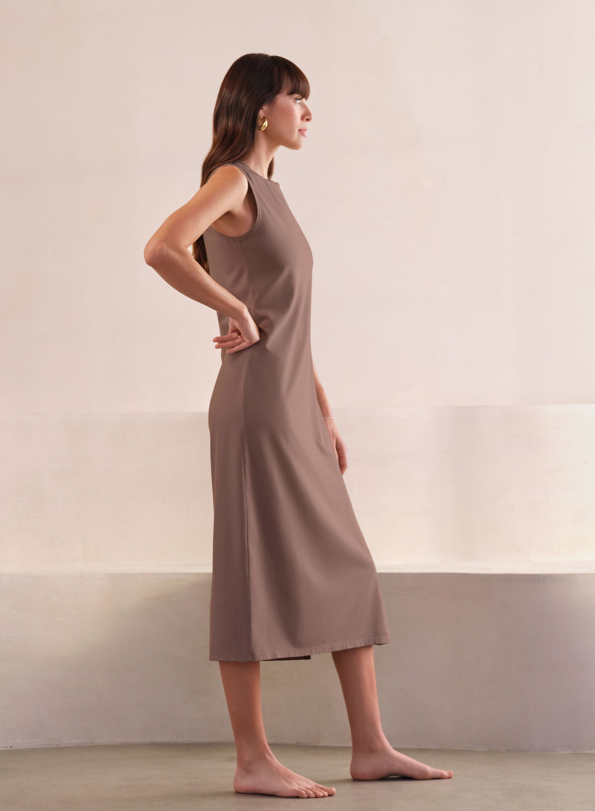 LuxJersey Shell Tank Dress | Chestnut