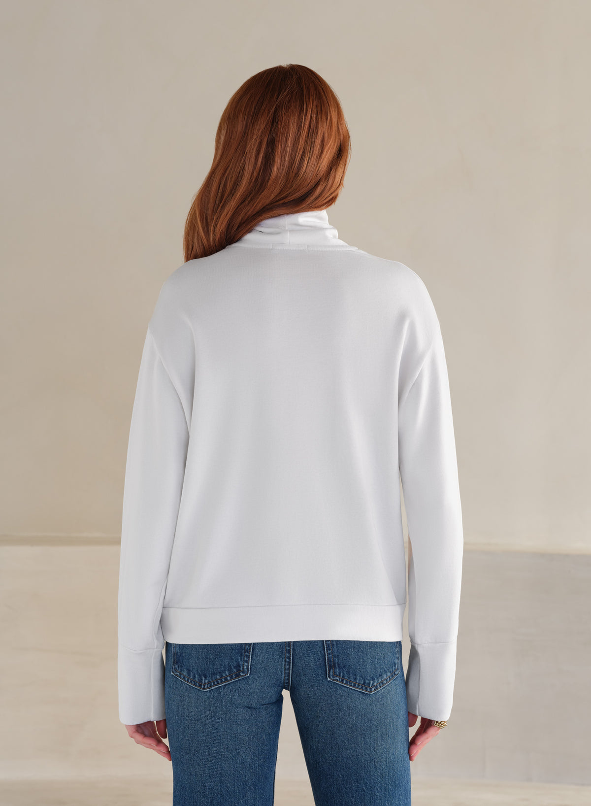 Funnel Neck LuxTerry Top | Creme