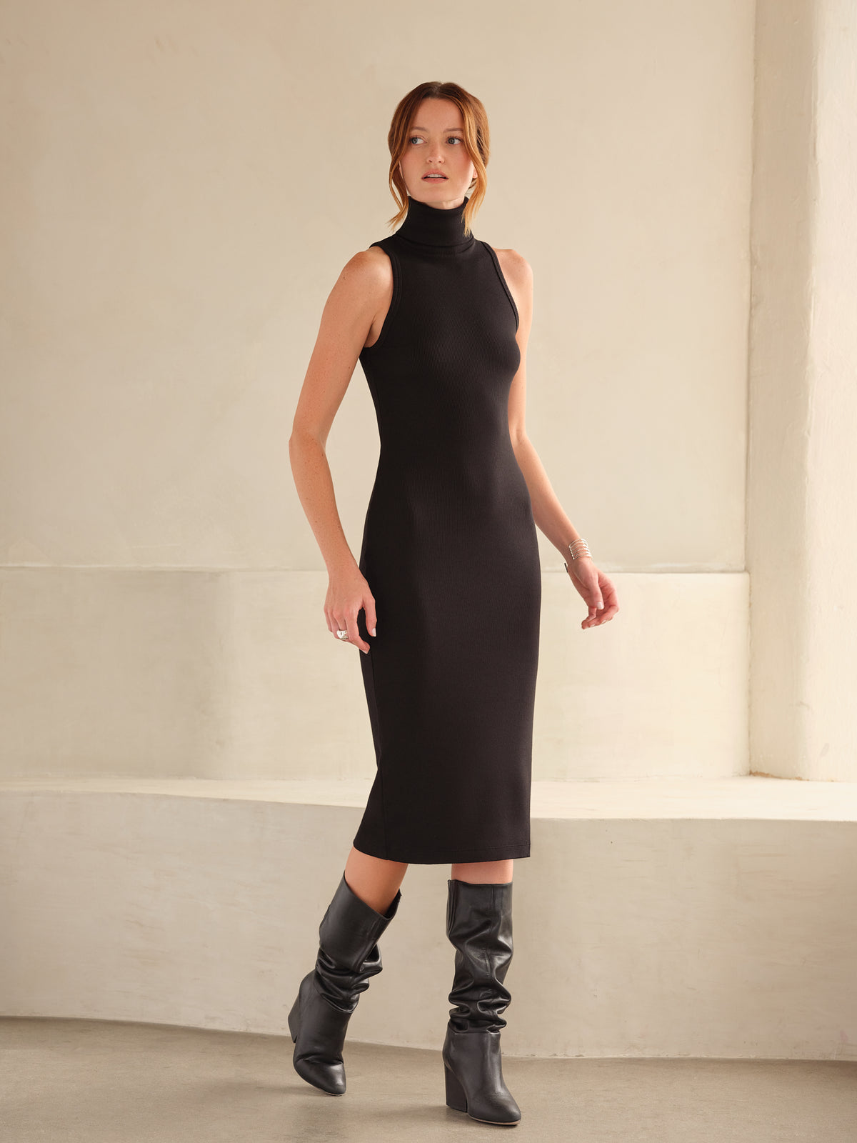 Vesper Turtleneck Dress | Black