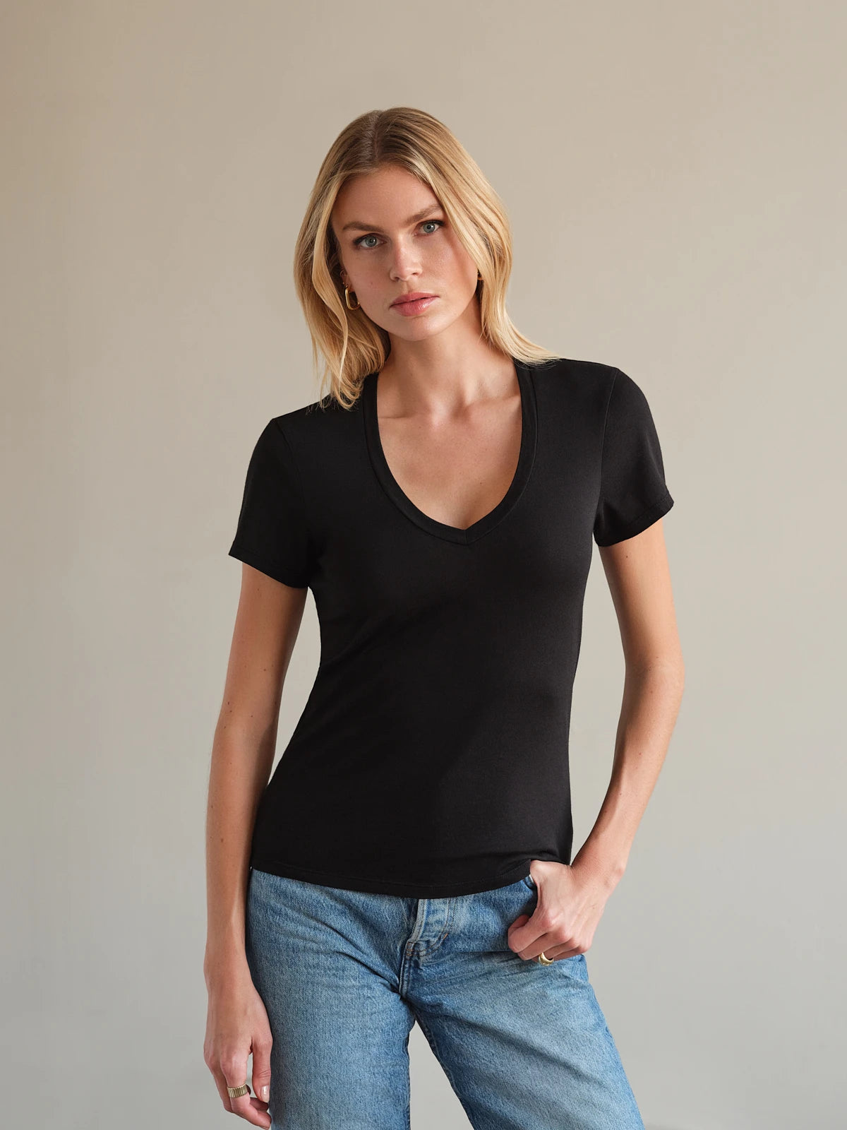 SS V Neck MiniJersey Tee