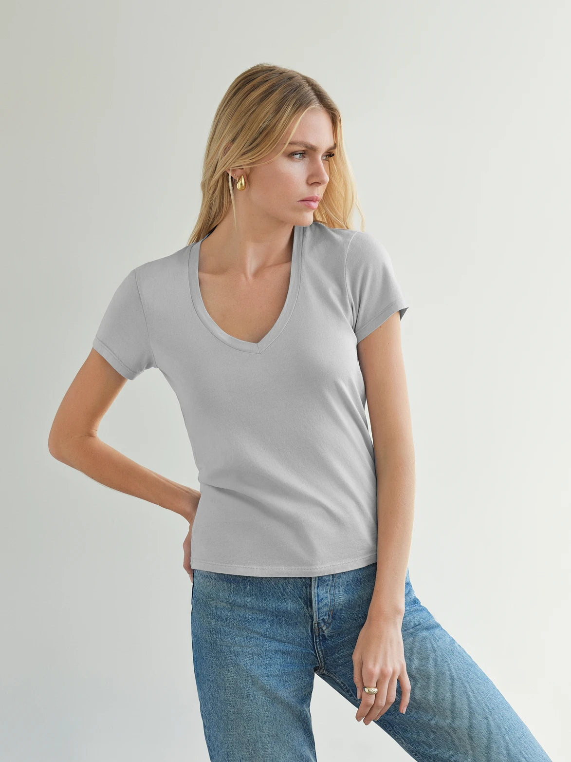 SS V Neck MiniJersey Tee