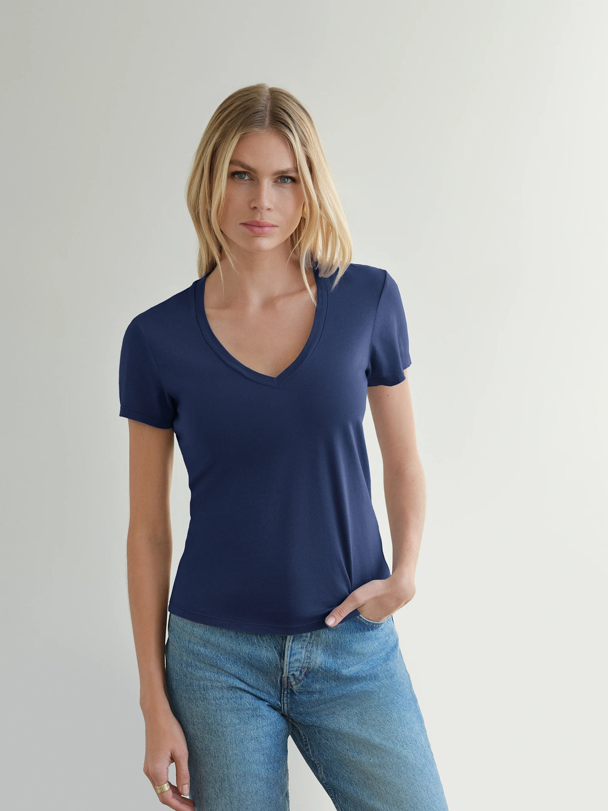 SS V Neck MiniJersey Tee