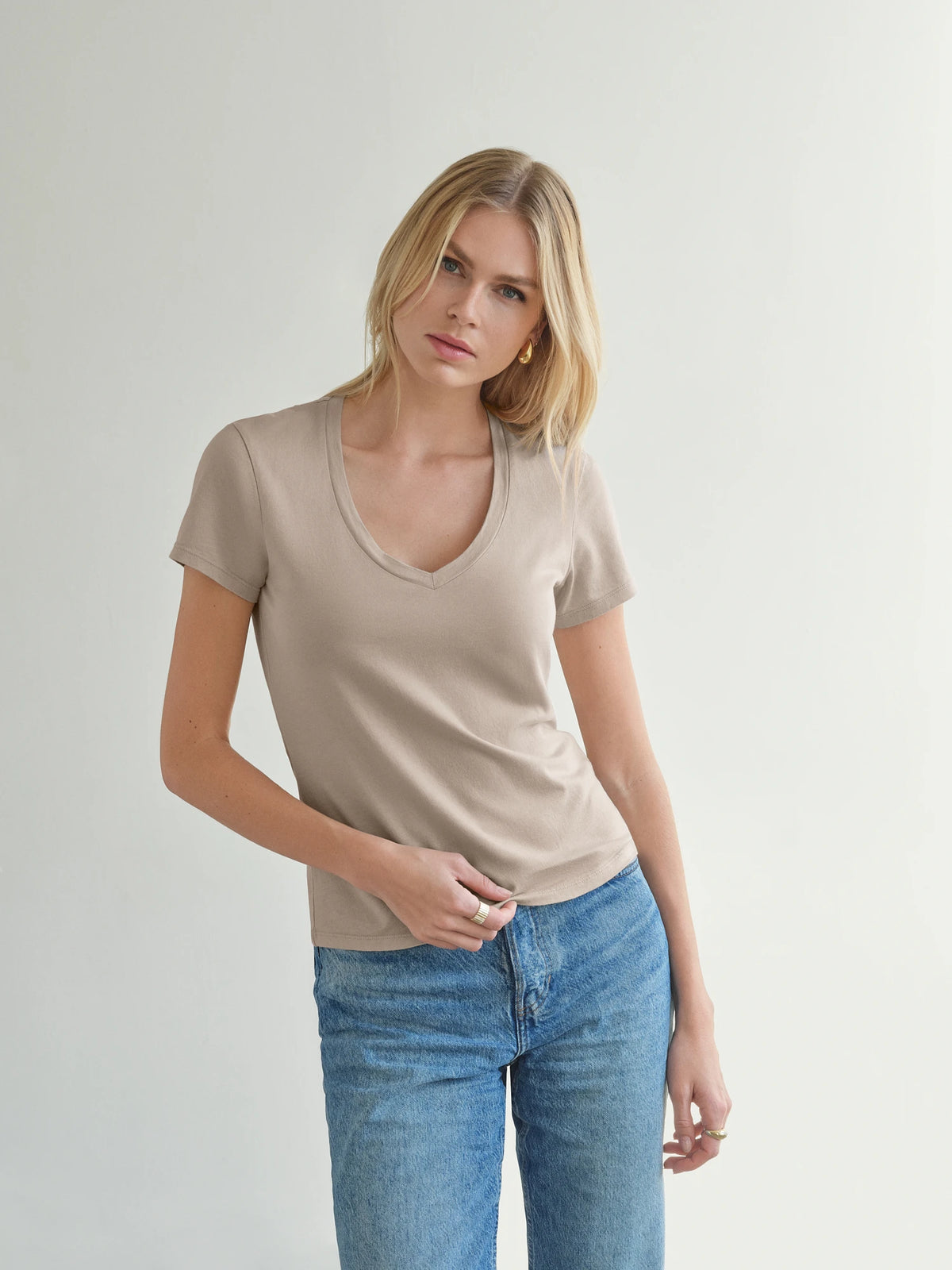 SS V Neck MiniJersey Tee