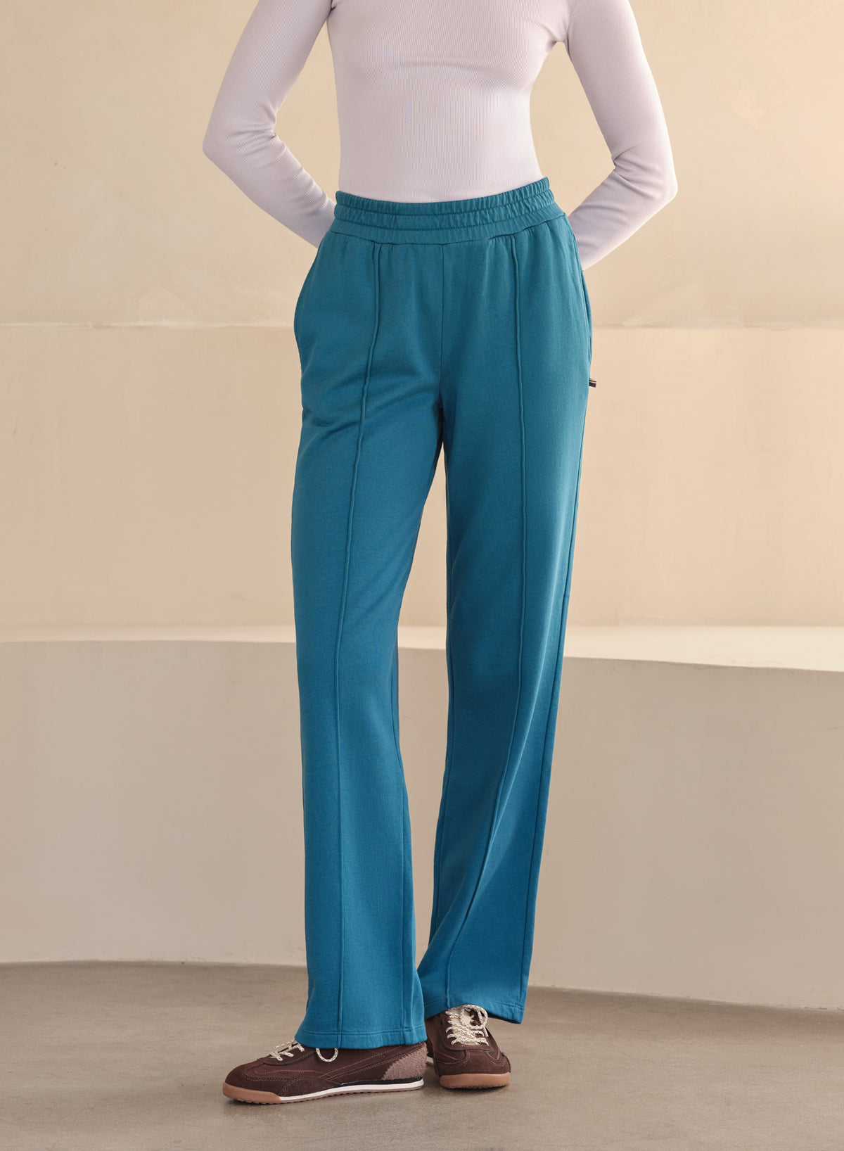 MiniLux Pintuck Pant Slender Fit | Ocean