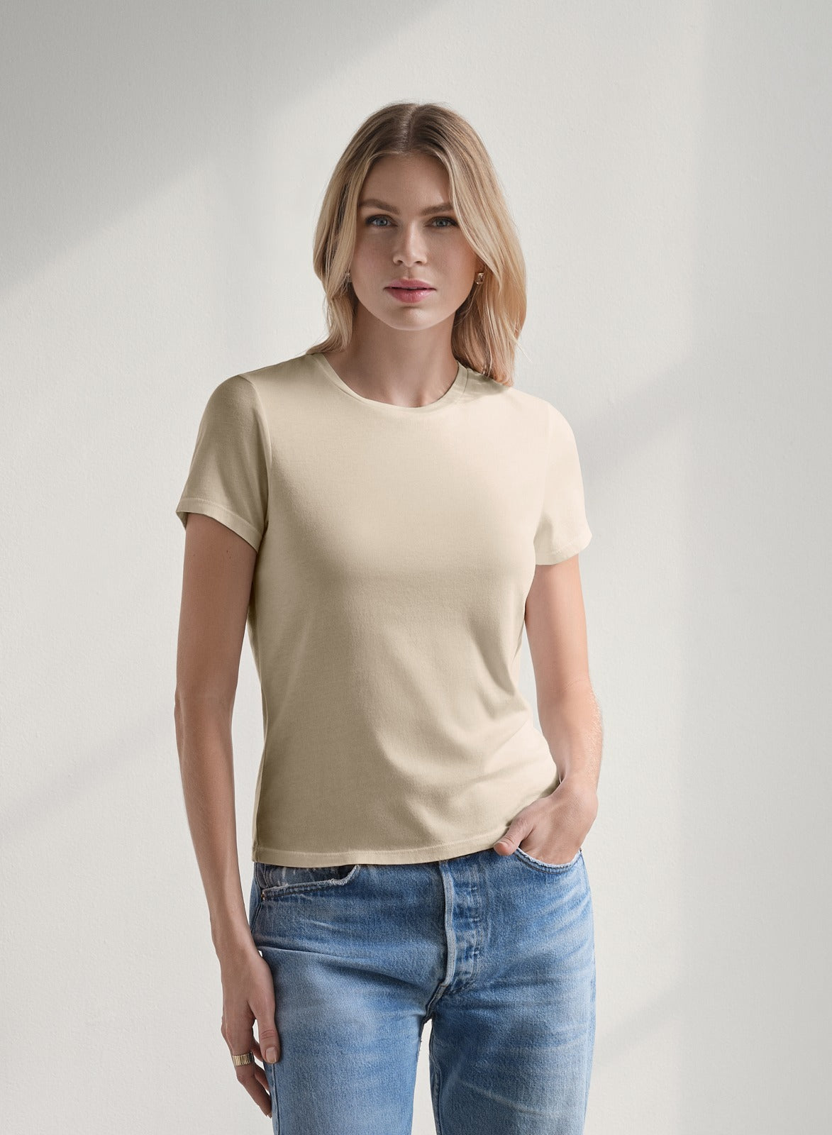 MiniJersey Crew Neck Tee | Almond
