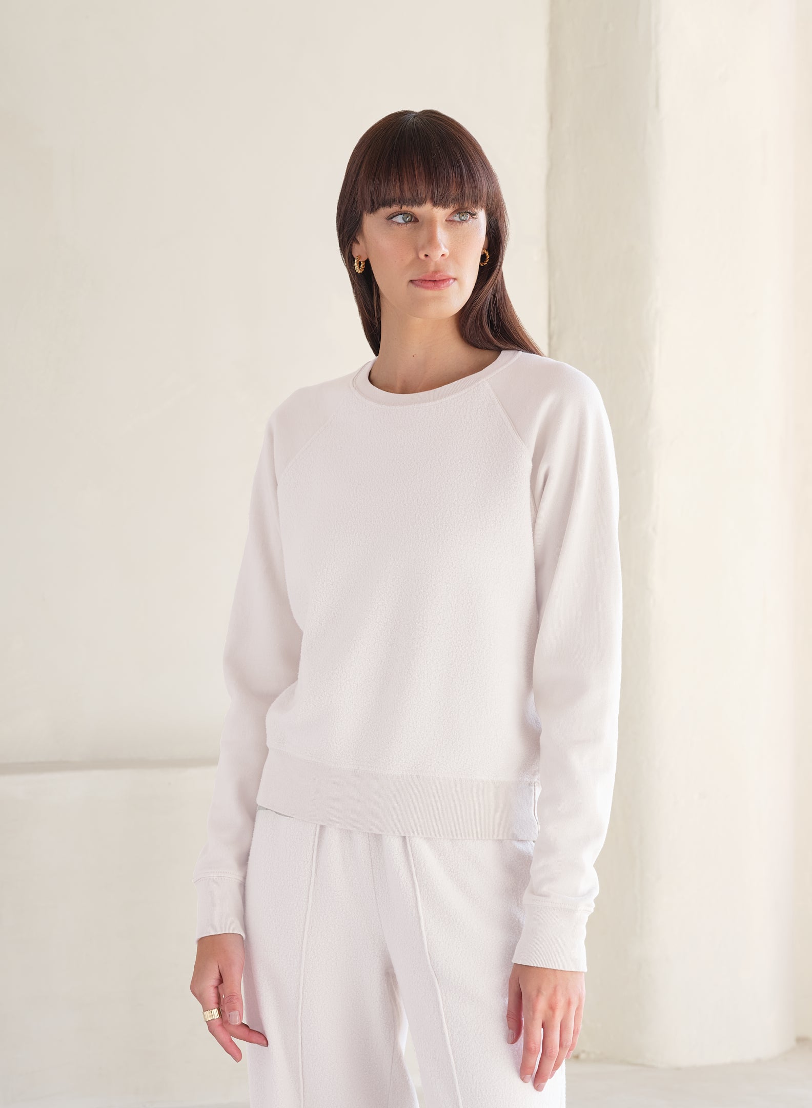 MiniLux Brushed Raglan Crew | Creme | Myles Price