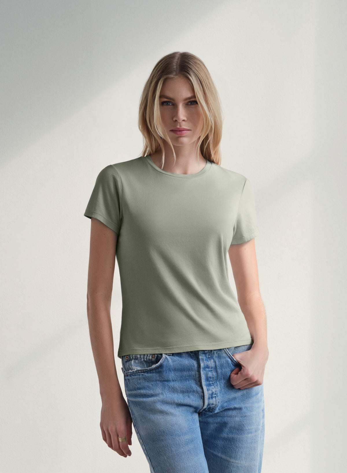 MiniJersey Crew Neck Tee | Sage