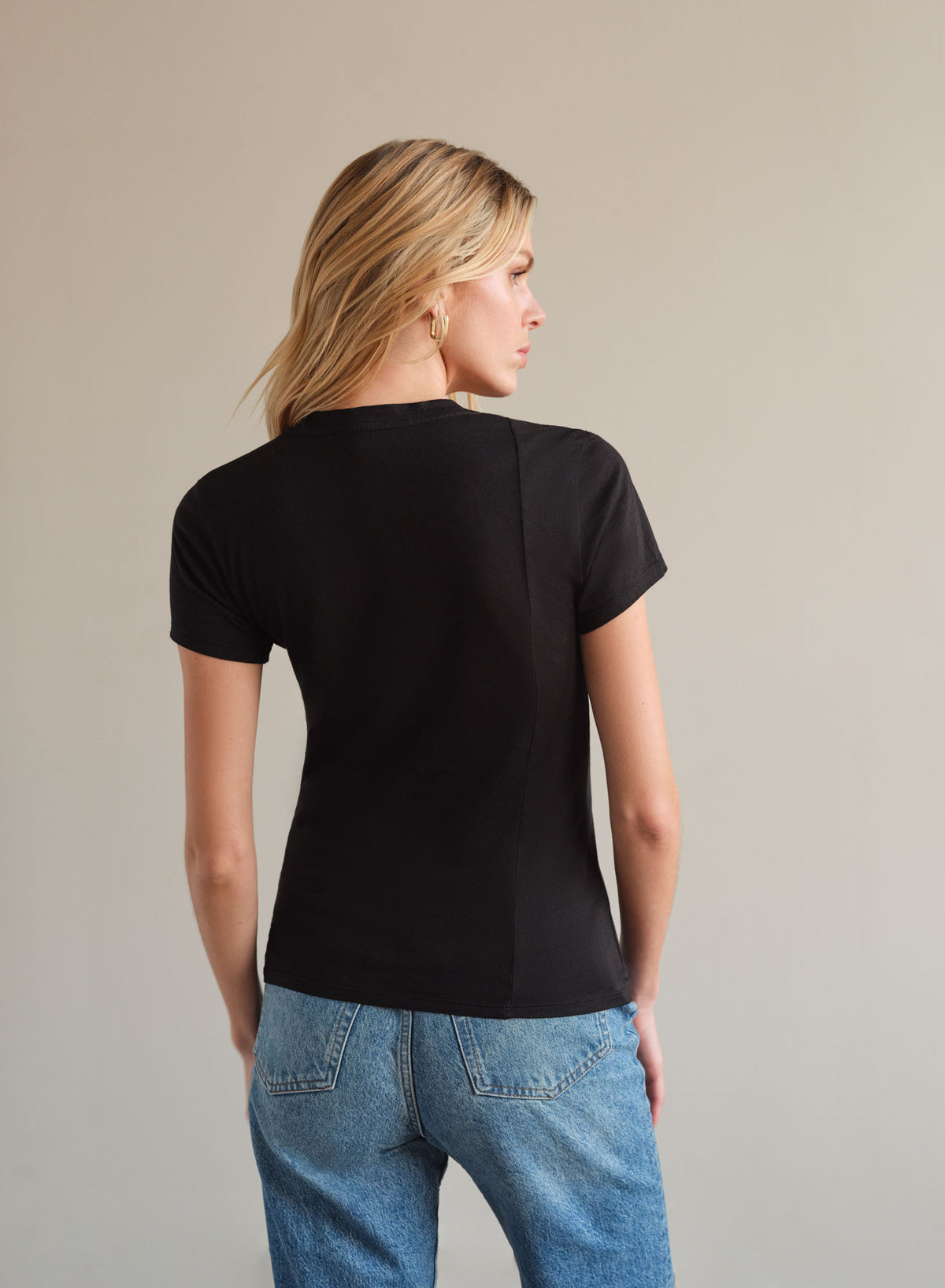 MiniJersey V-Neck Tee | Black