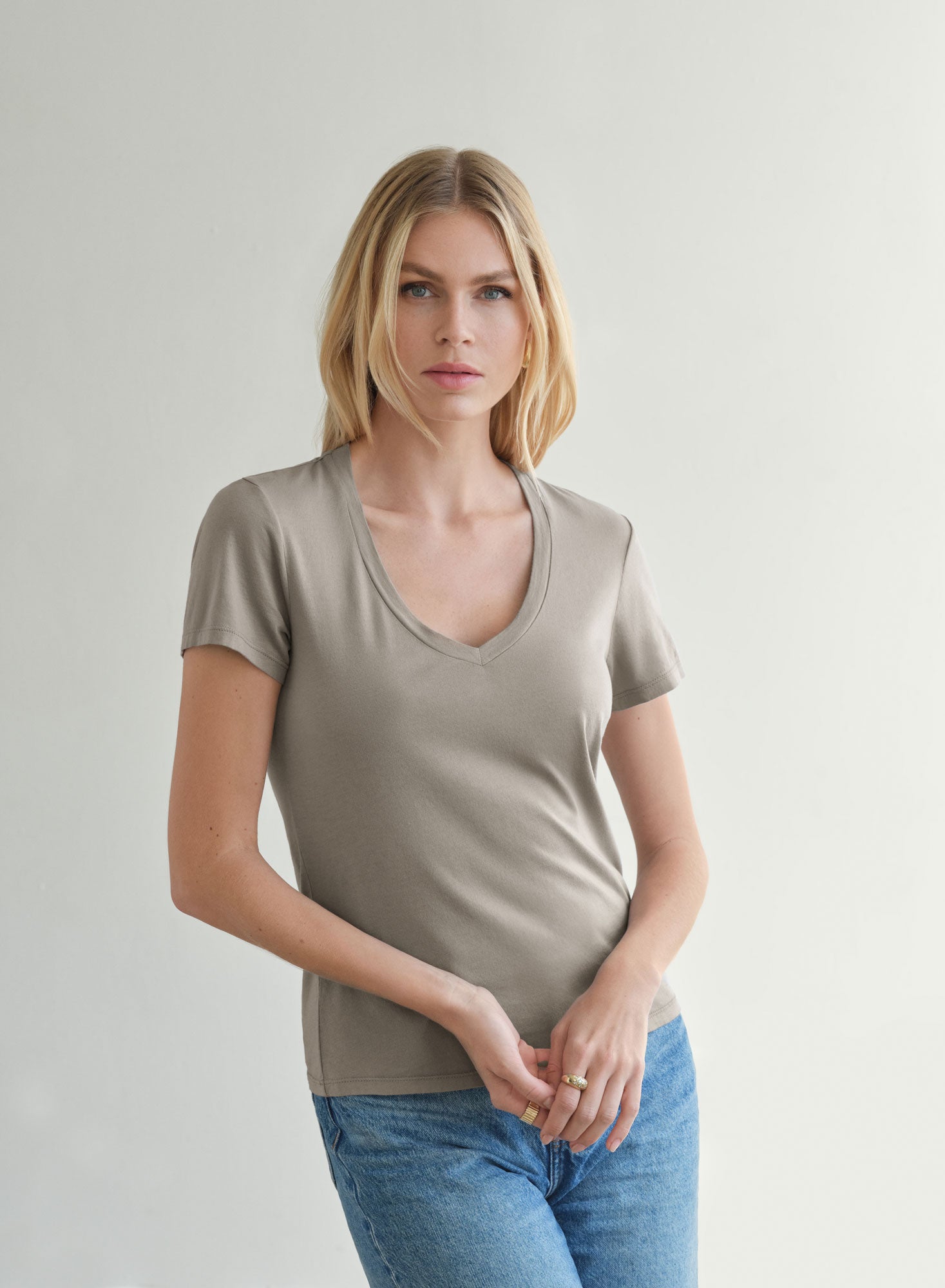 MiniJersey V-Neck Tee | Clay