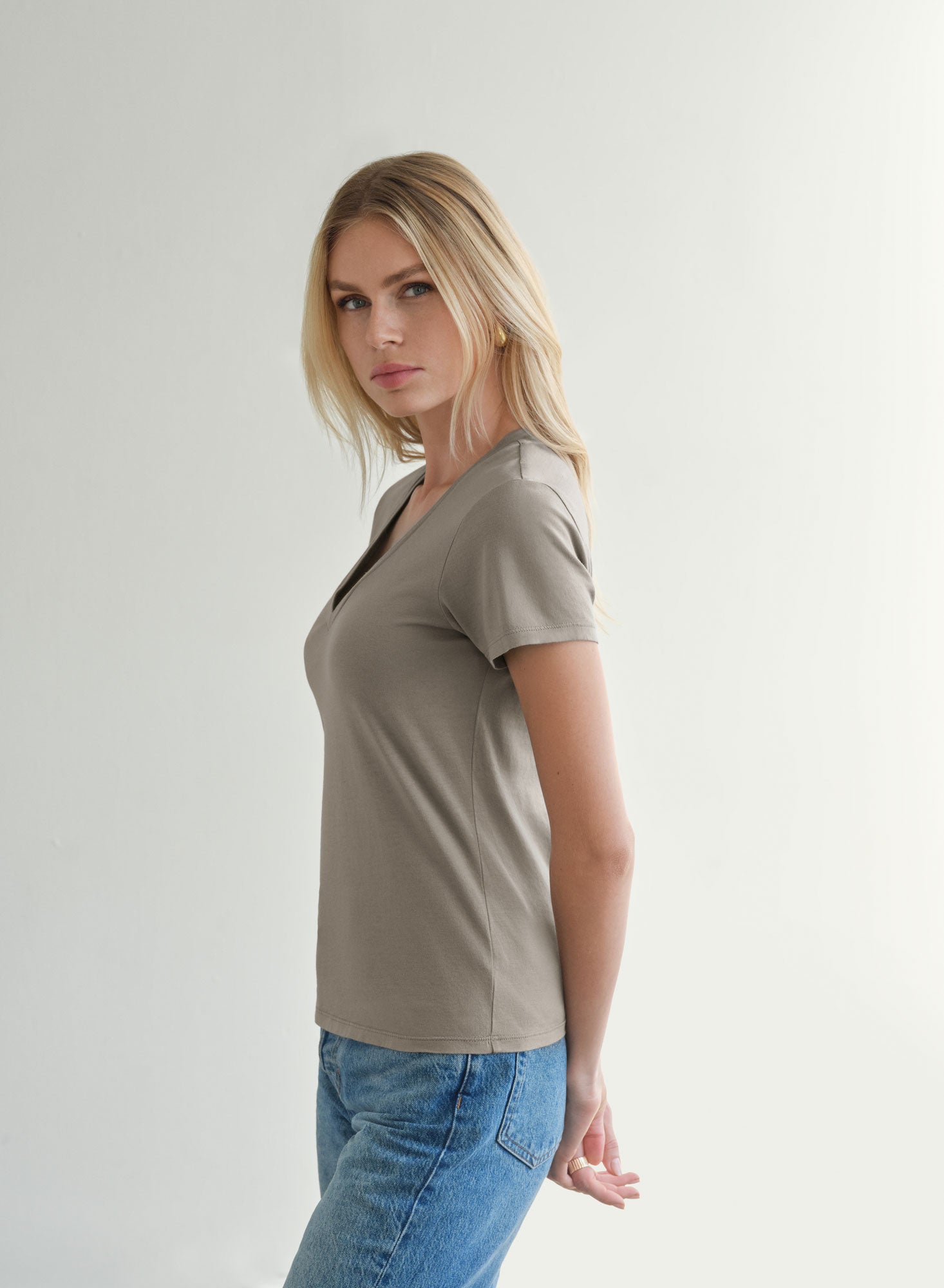MiniJersey V-Neck Tee | Clay