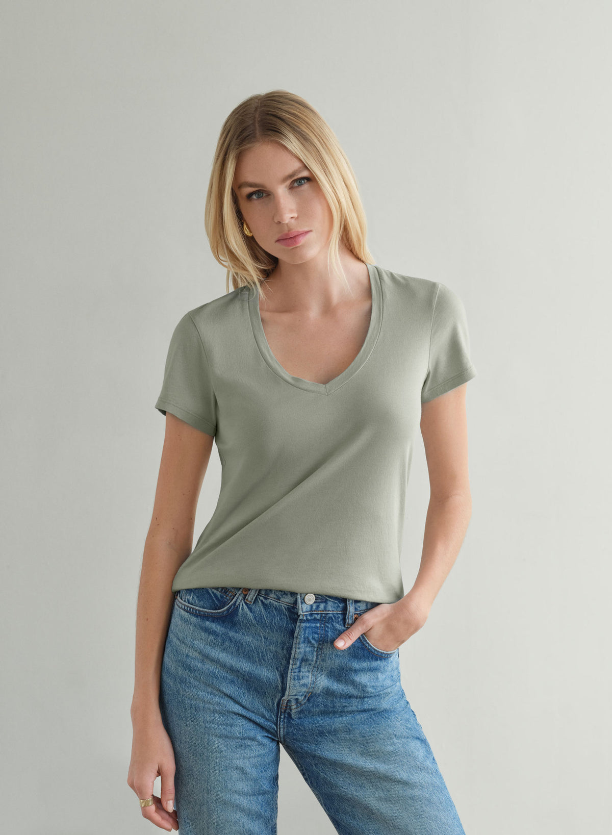 MiniJersey V-Neck Tee | Sage