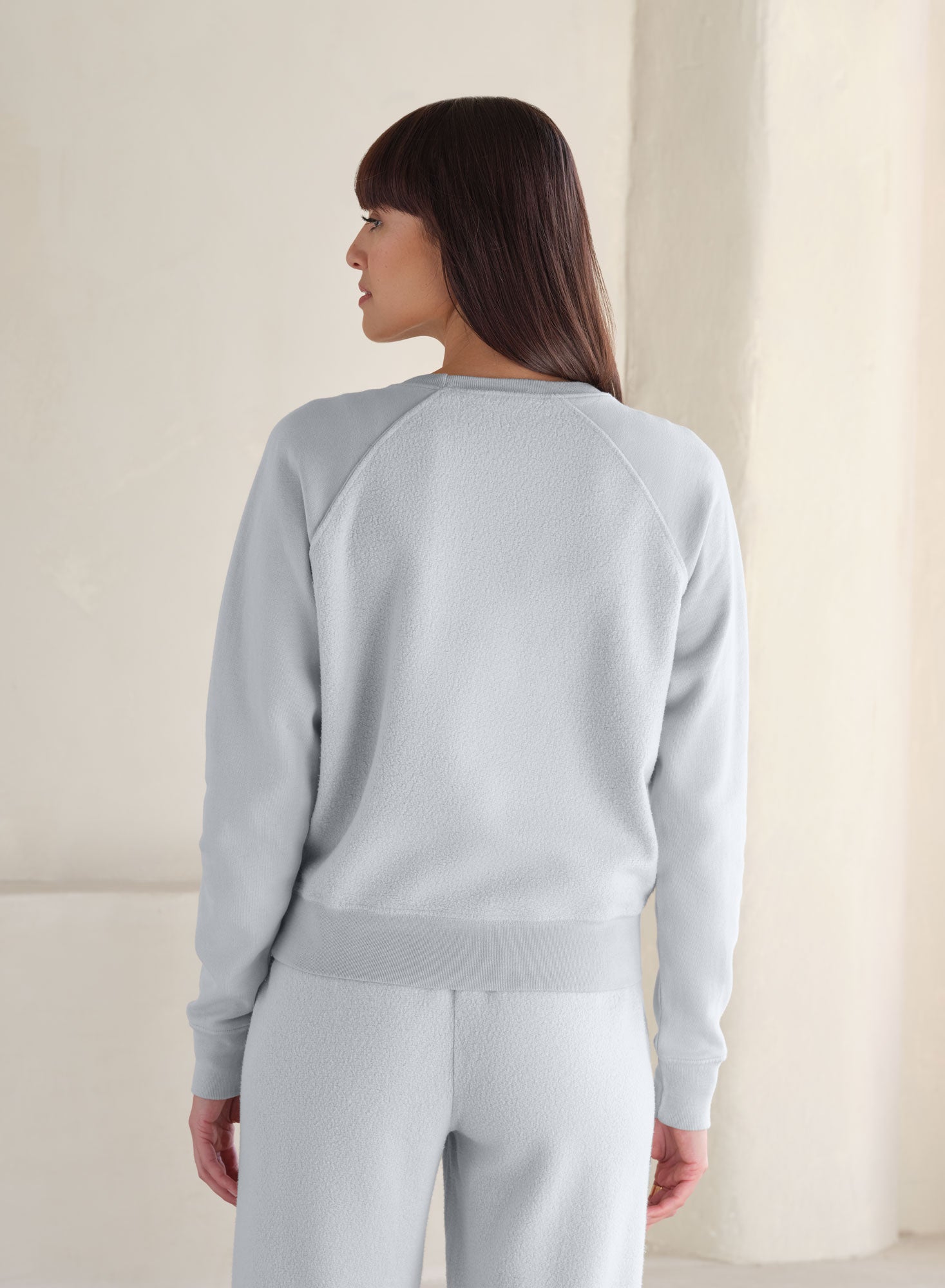 MiniLux Brushed Raglan Crew | Pearl Fog