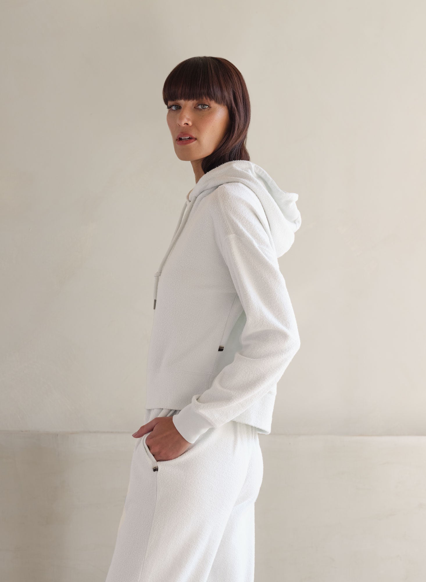 MiniLux Brushed Crop Hoodie | Creme | Myles Price