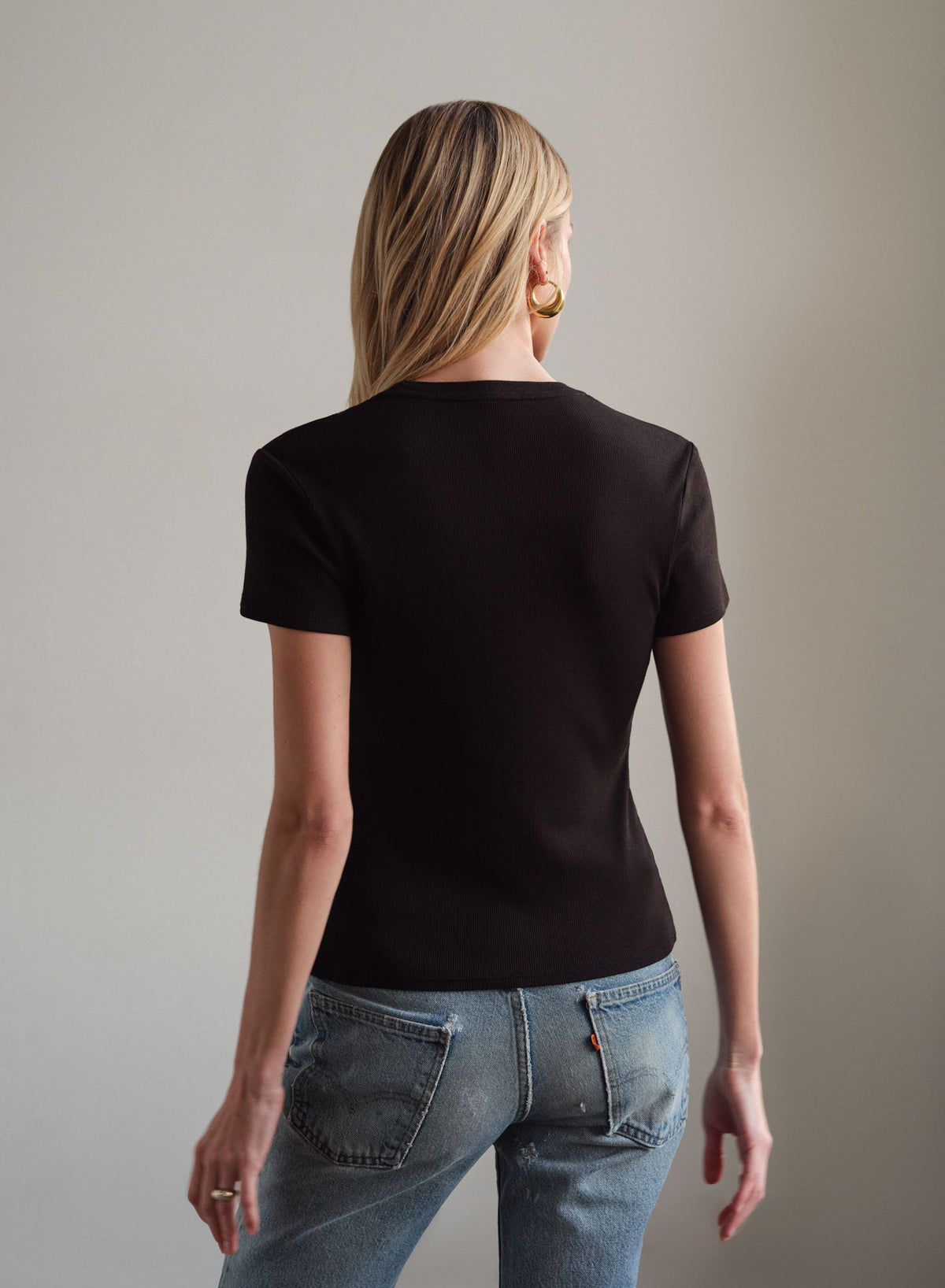 MiniRib Cap Sleeve Tee | Black