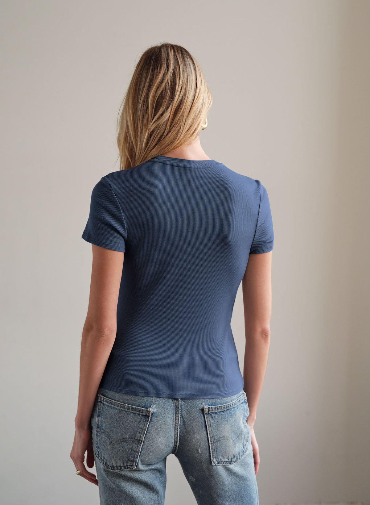 MiniRib Cap Sleeve Tee | Lapis Sky