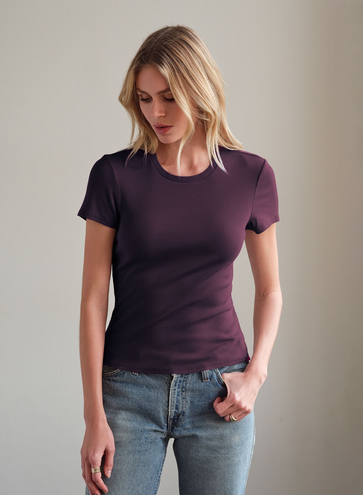 MiniRib Cap Sleeve Tee | Midnight Air