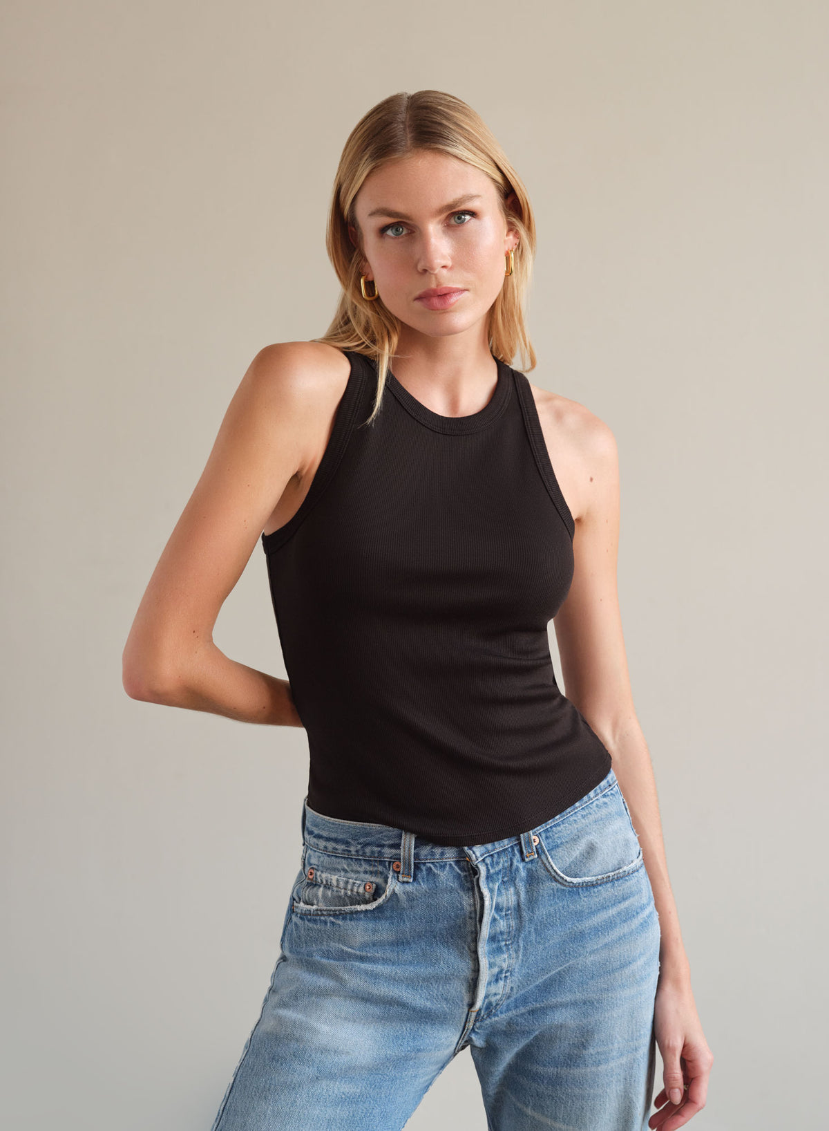 MiniRib Racer Tank | Black | Myles Price