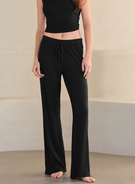 MiniRib Drawstring Pant | Black | Myles Price