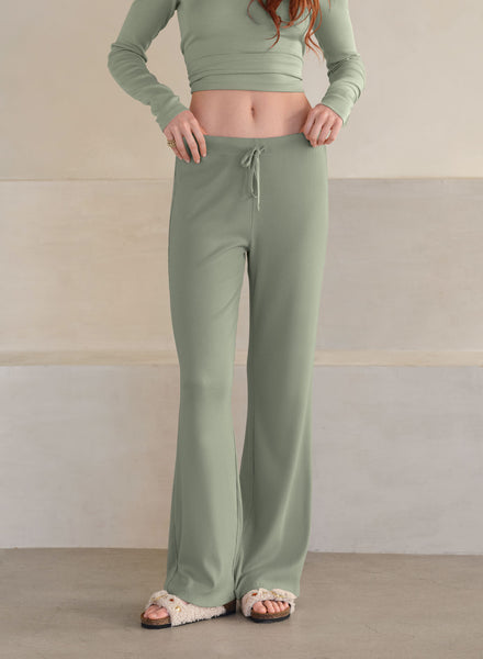 MiniRib Drawstring Pant | Sage | Myles Price