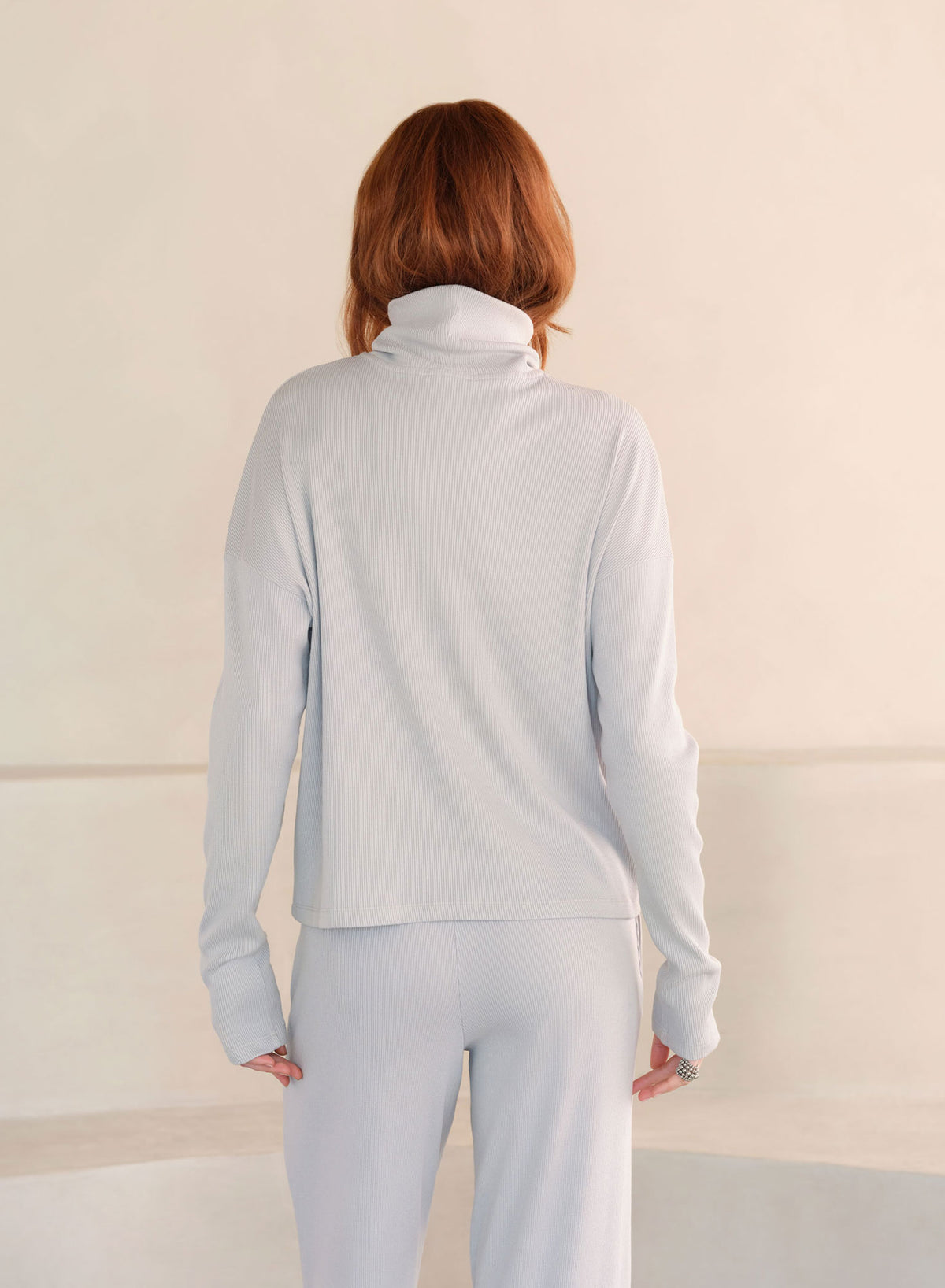 Boxy High Neck Top | Pearl Fog