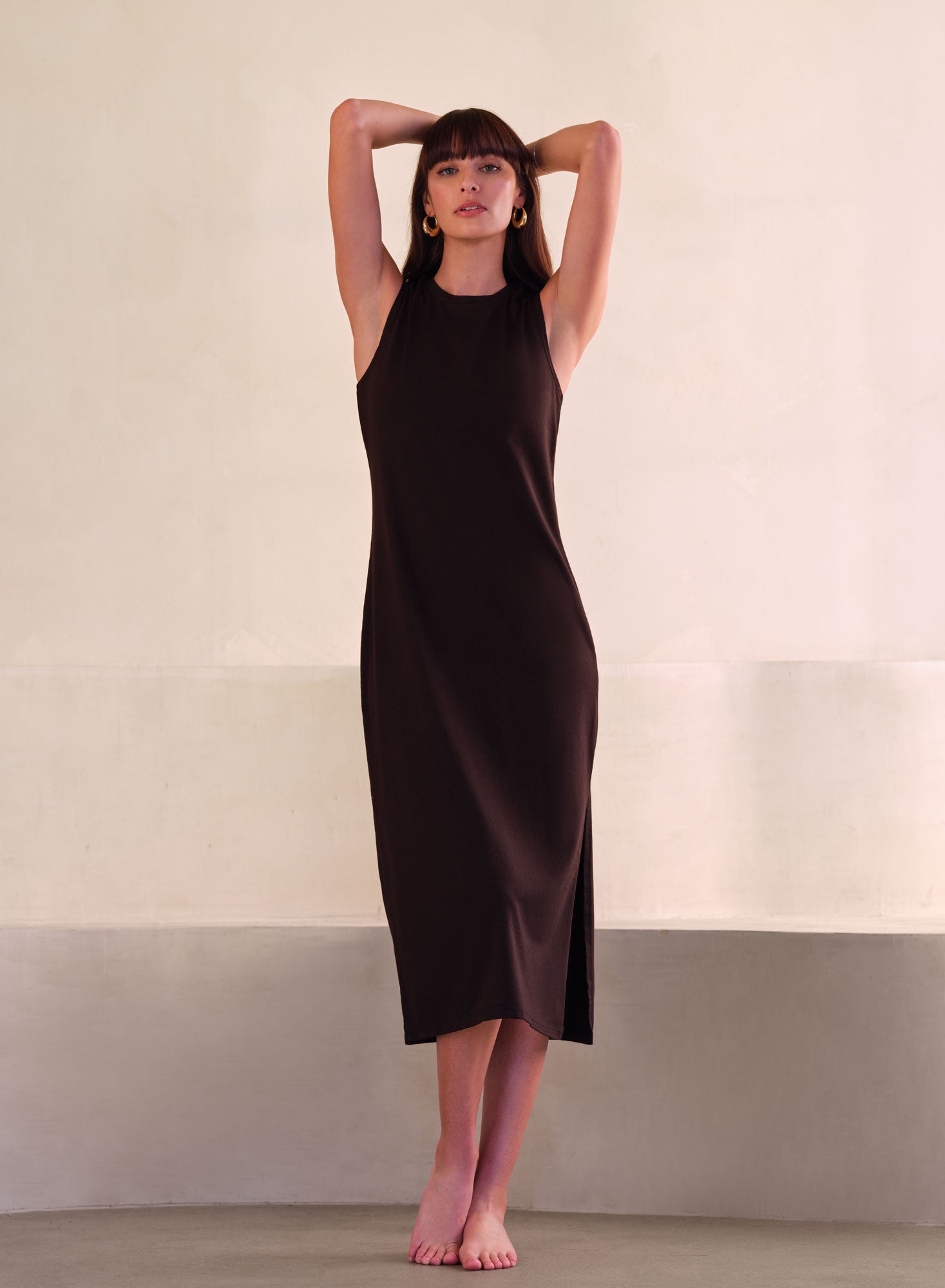 LuxJersey Shell Tank Dress | Black