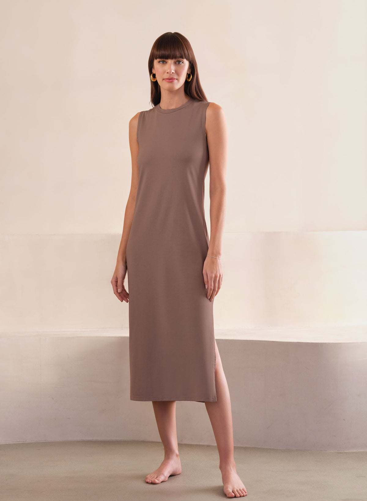LuxJersey Shell Tank Dress | Chestnut