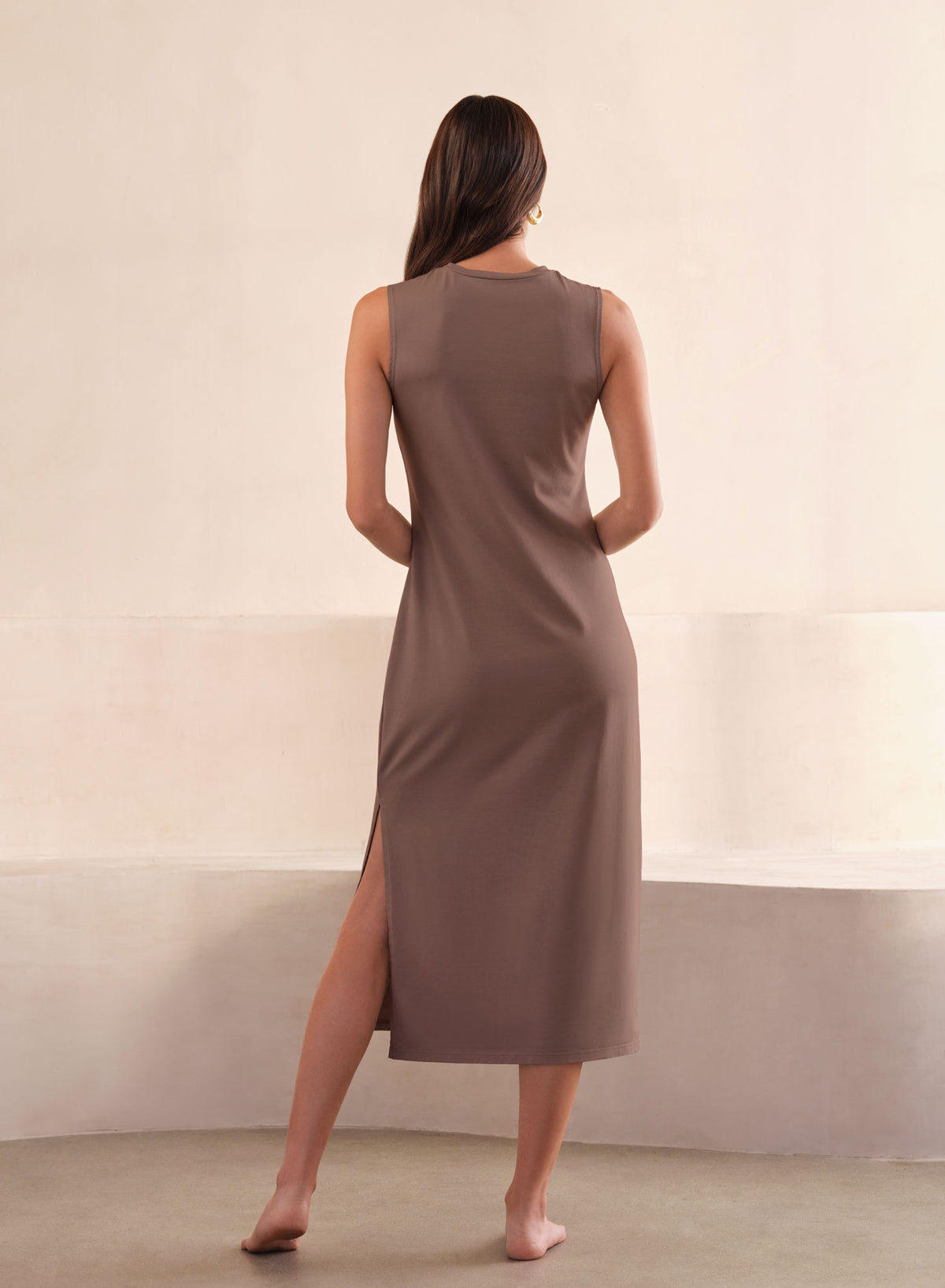 LuxJersey Shell Tank Dress | Chestnut