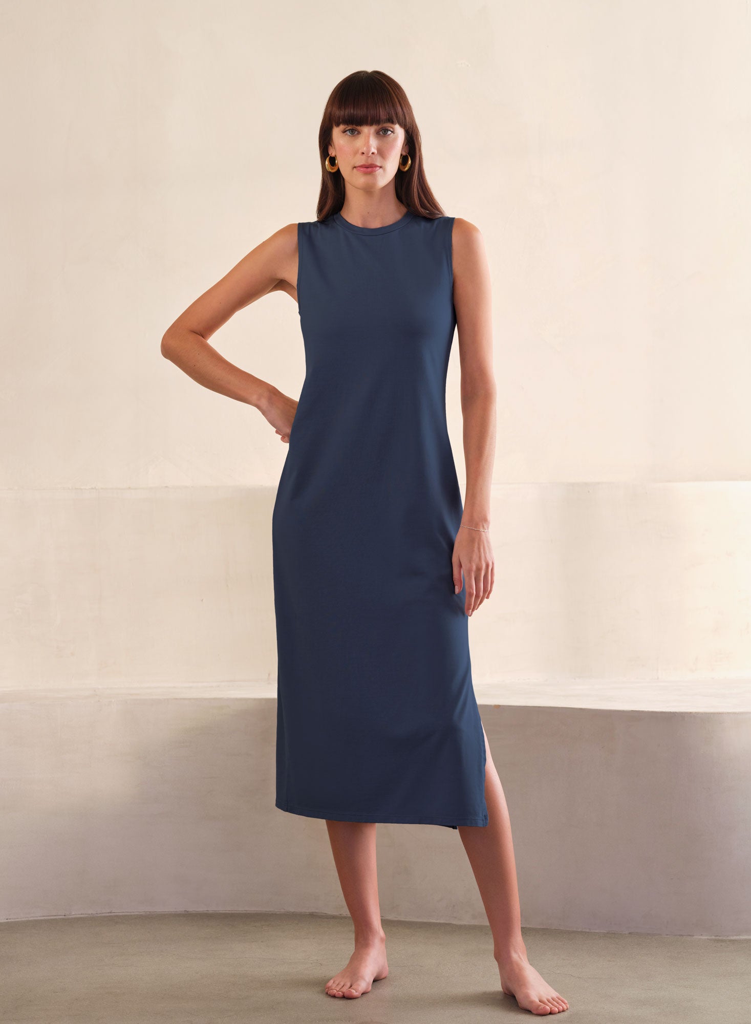 LuxJersey Shell Tank Dress | Lapis Sky | Myles Price