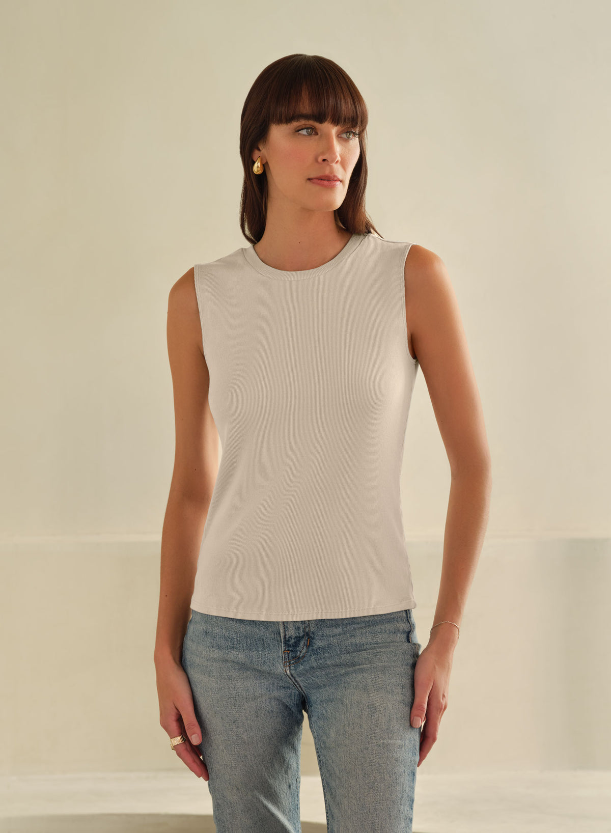 MiniRib Shell Tank | Almond
