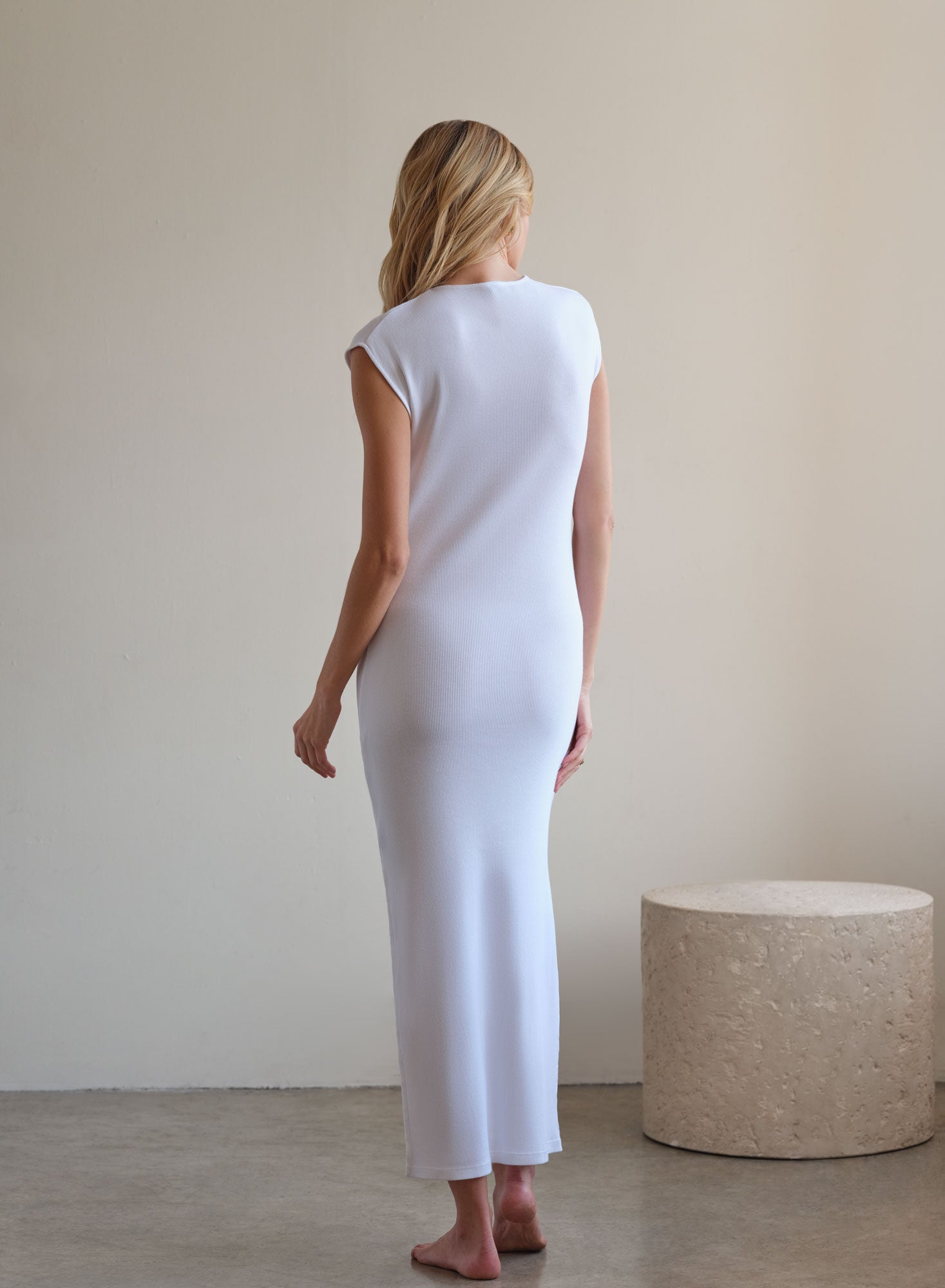 Supima Rib Maxi Beach Dress | White